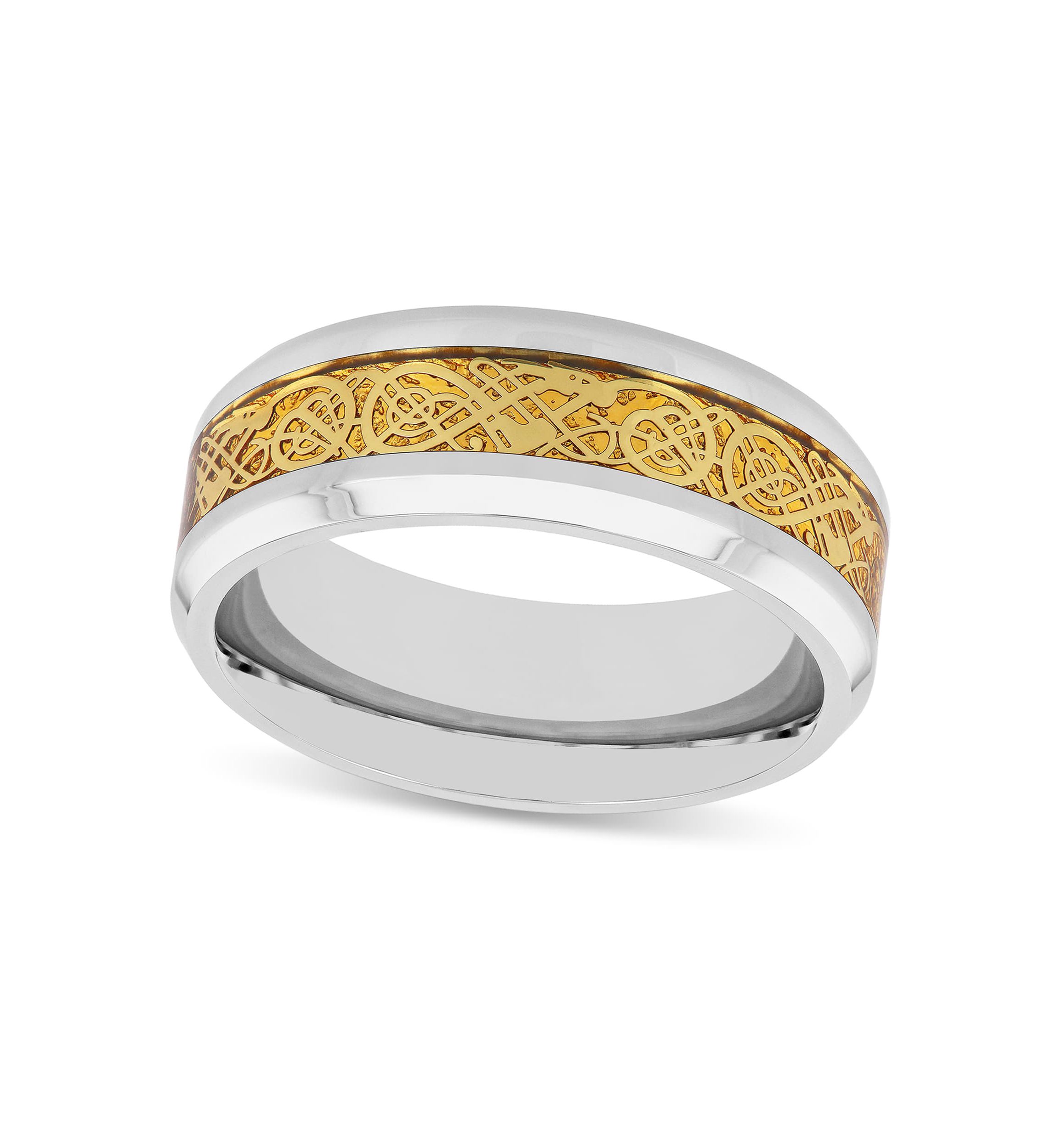Gold-tone Inlay 8mm Band in Stainless Steel