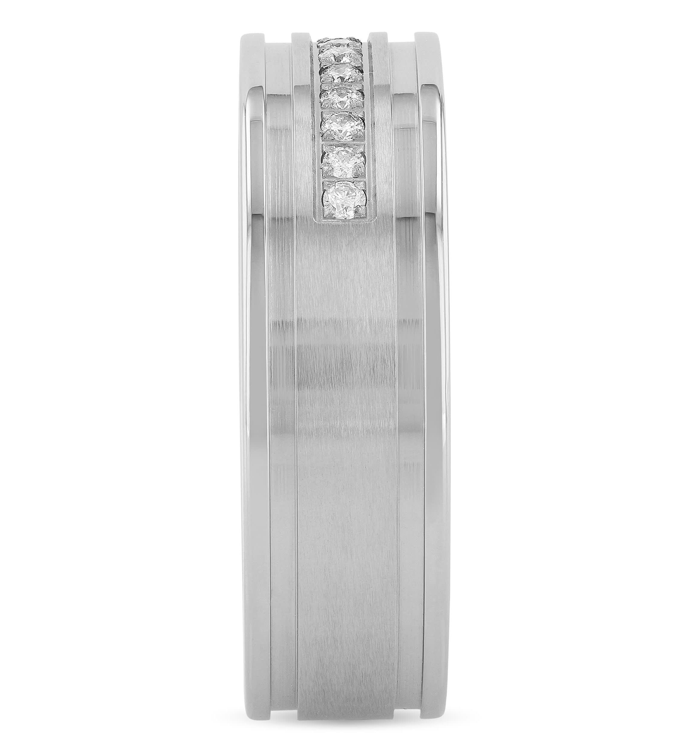 0.12 c.t.t.w. Channel 7mm Band in Stainless Steel