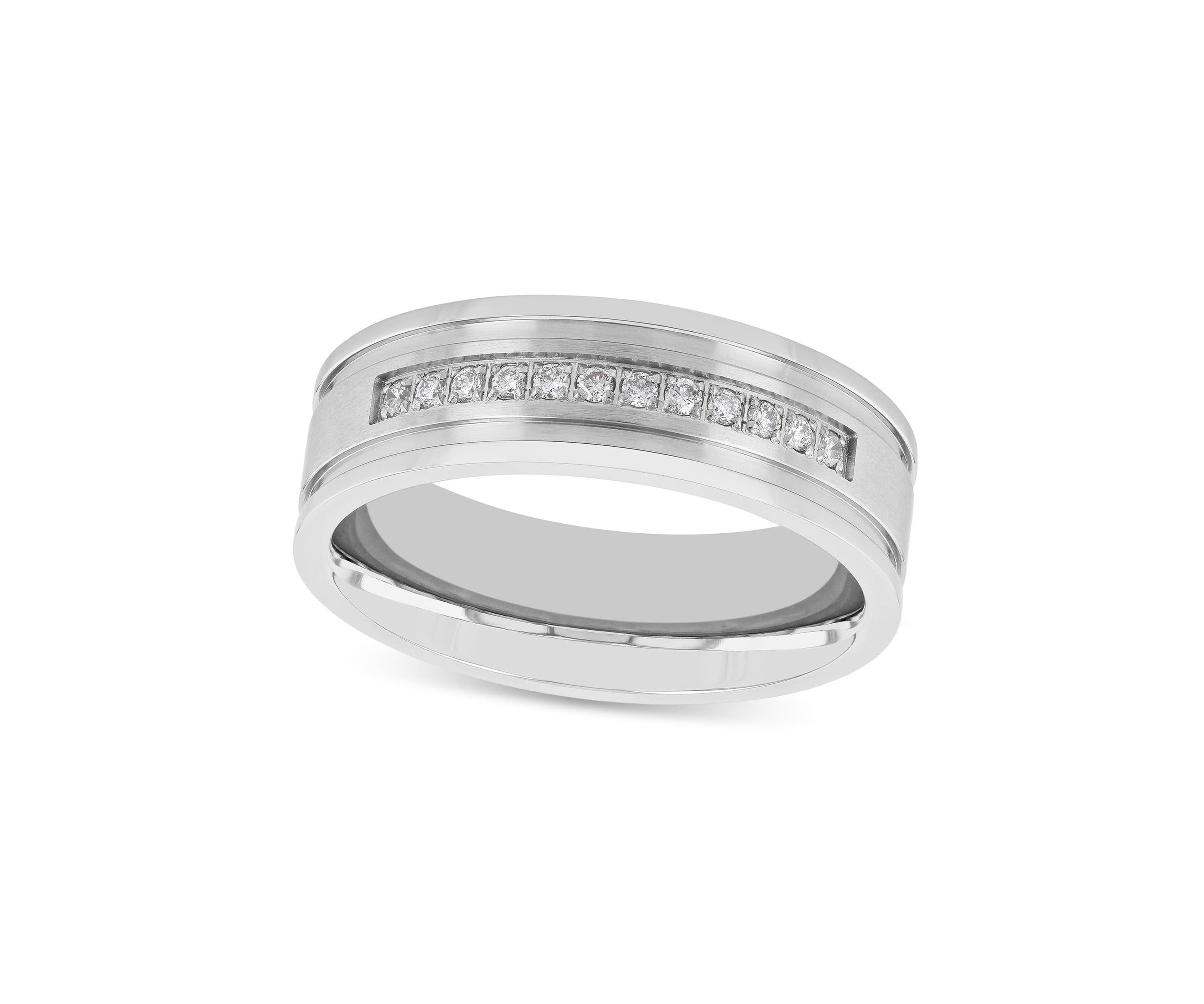 0.12 c.t.t.w. Channel 7mm Band in Stainless Steel