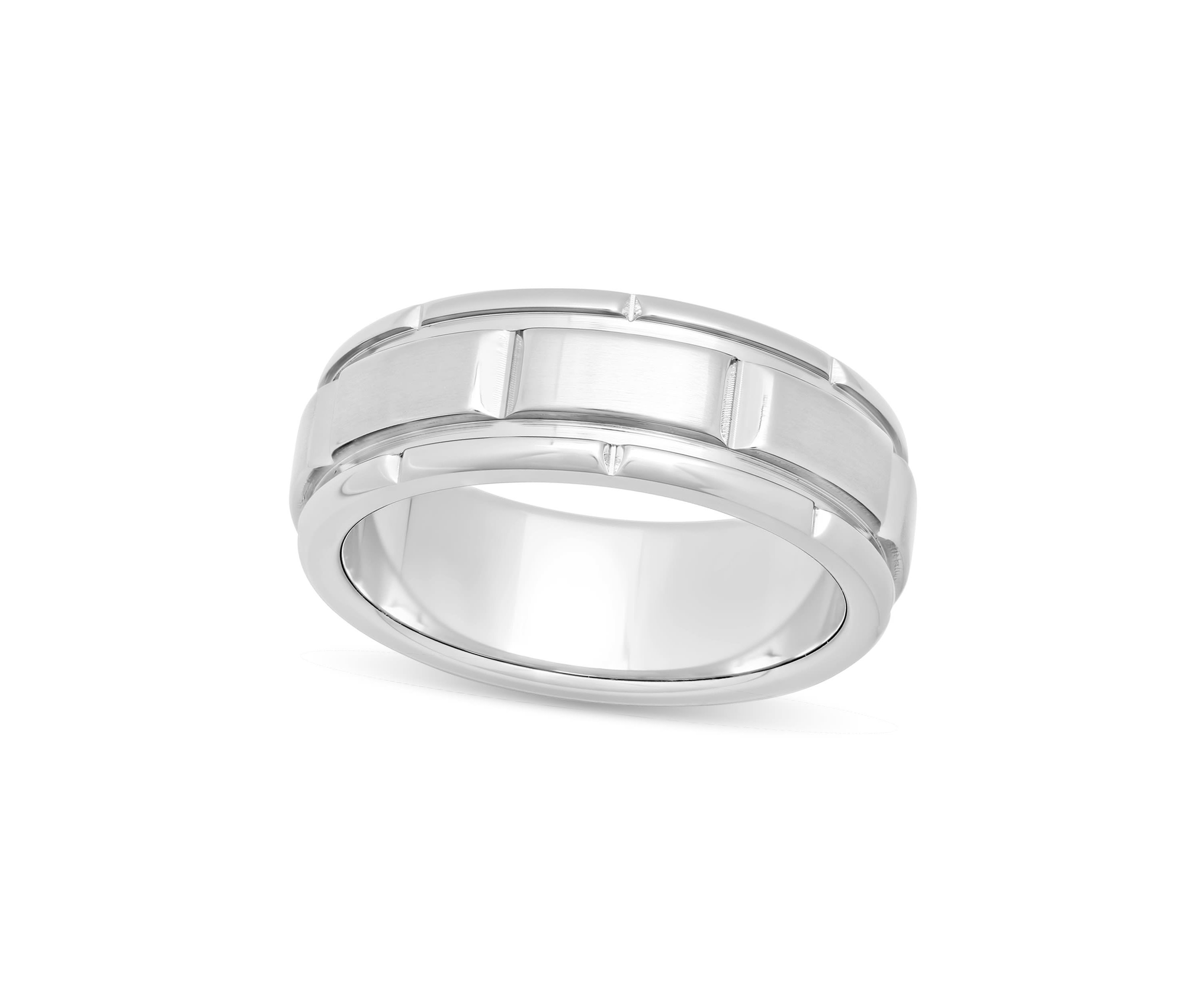 Brick pattern 8mm Band in Stainless Steel
