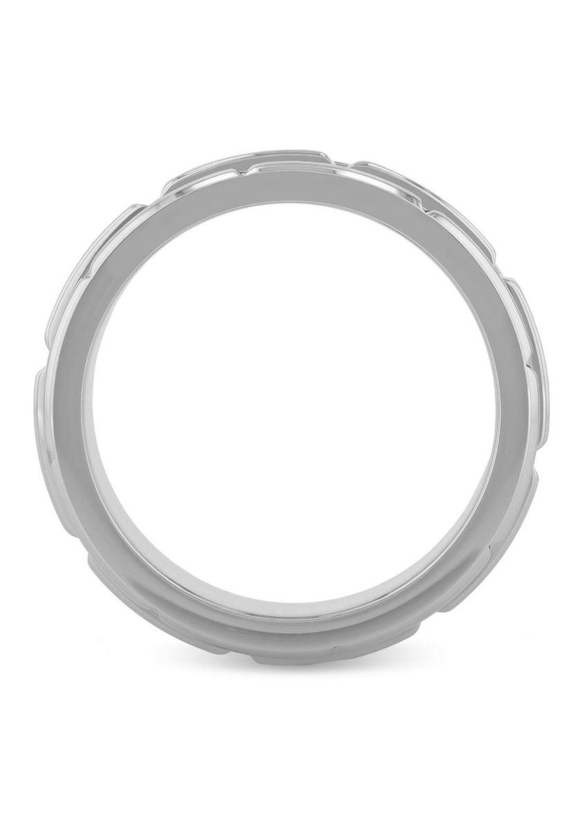 Brick pattern 8mm Band in Stainless Steel