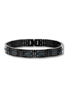 Belk & Co Men's 1/2 Ct. T.w. Blue Diamond Link Bracelet In Black Stainless Steel -  0843454116510