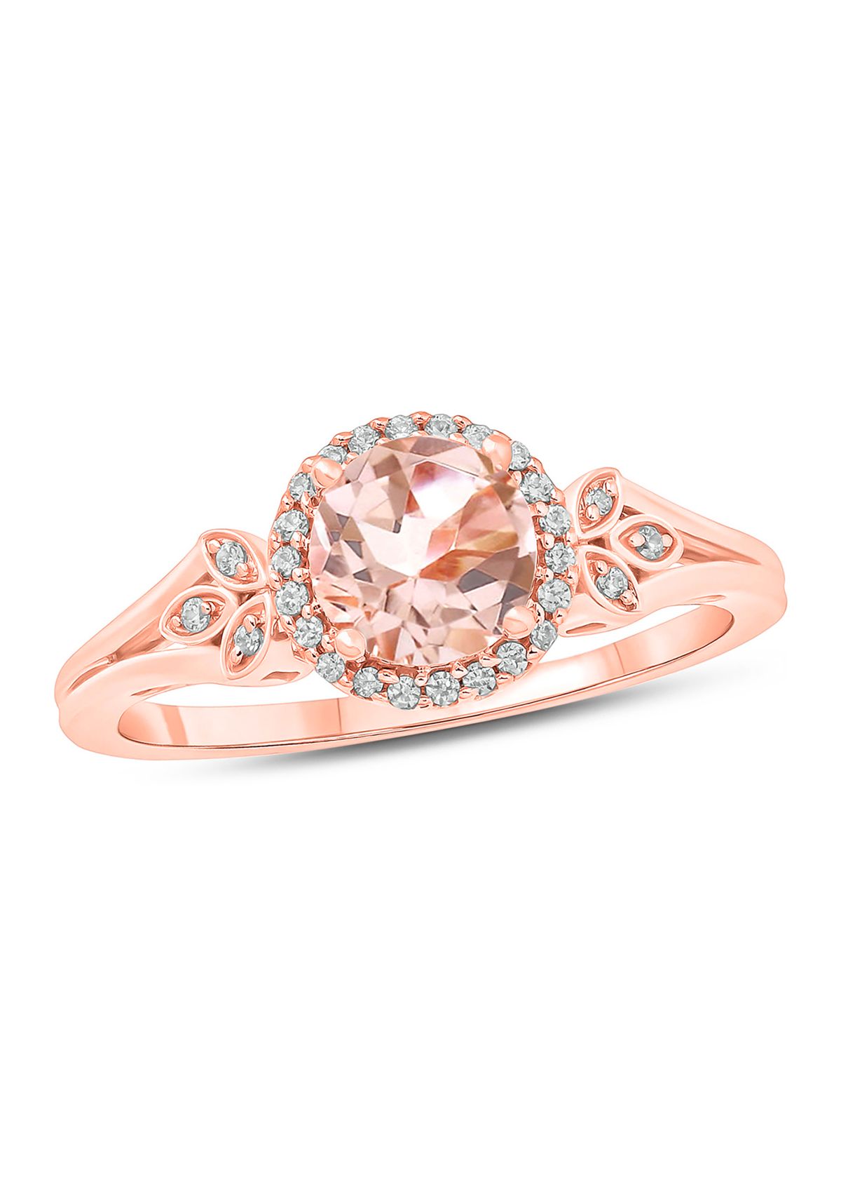 1/10 ct. t.w. White Diamond and 5/8 ct. t.w. Morganite Promise Ring in 10k Rose Gold