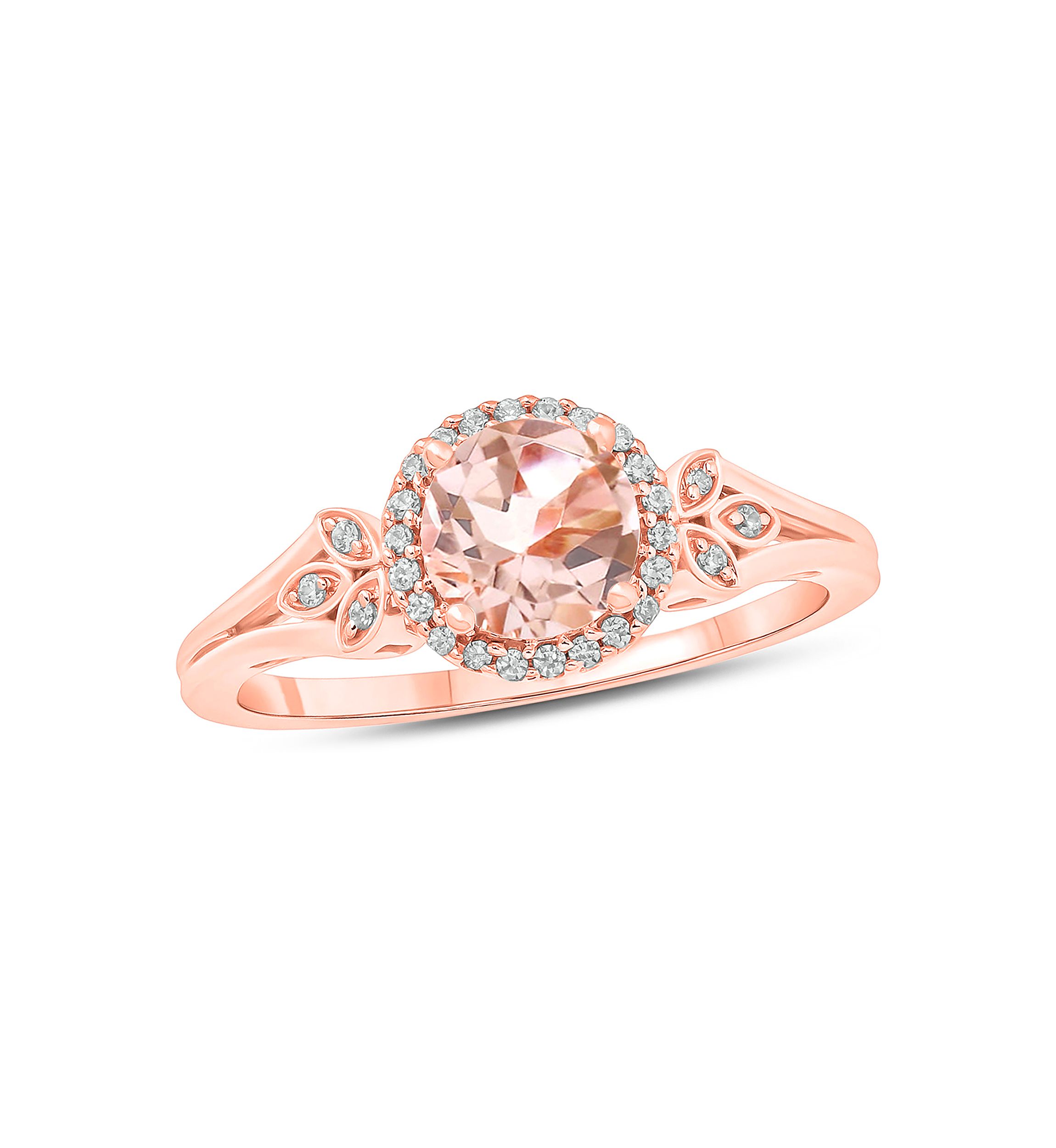 1/10 ct. t.w. White Diamond and 5/8 ct. t.w. Morganite Promise Ring in 10k Rose Gold