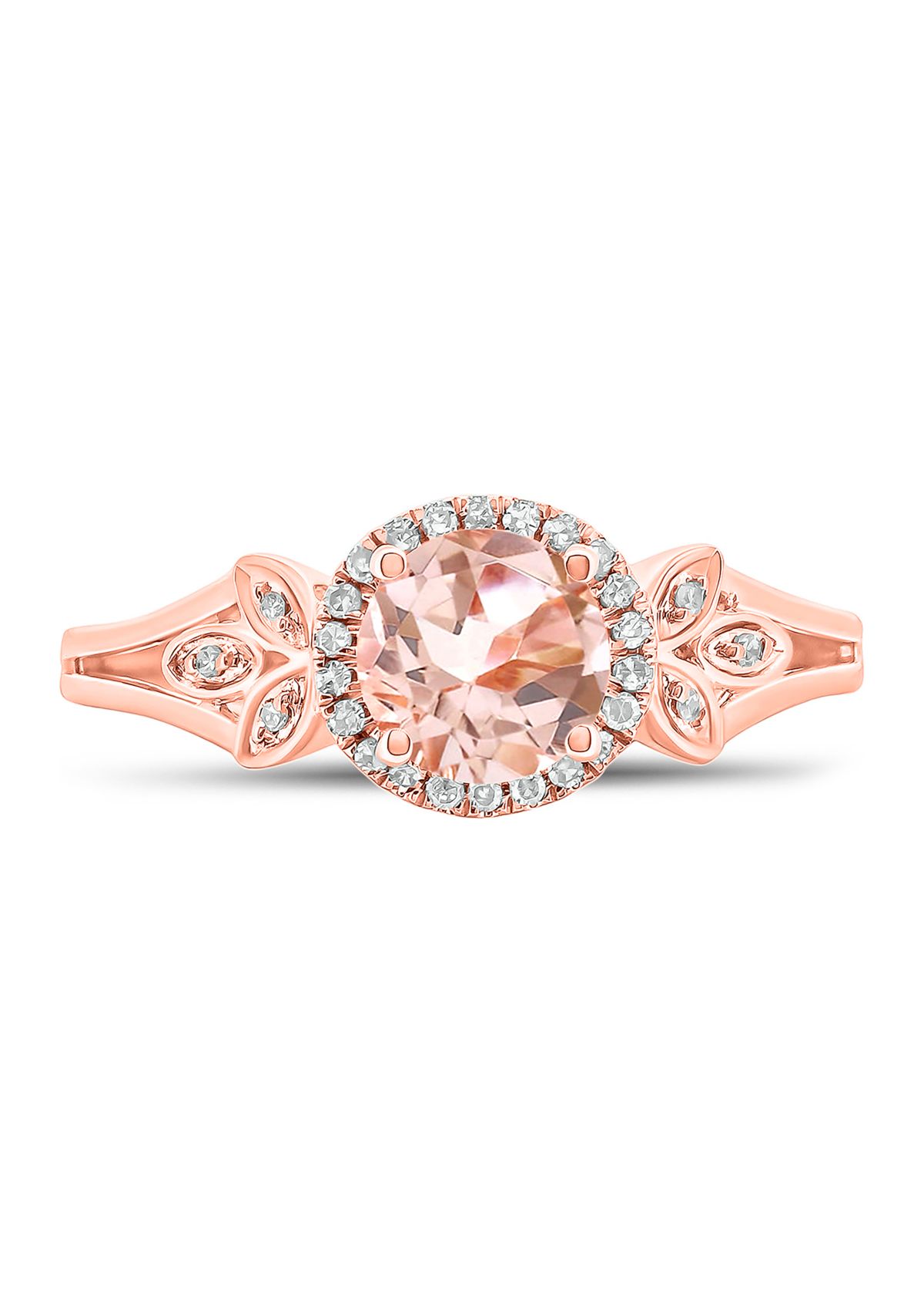 1/10 ct. t.w. White Diamond and 5/8 ct. t.w. Morganite Promise Ring in 10k Rose Gold