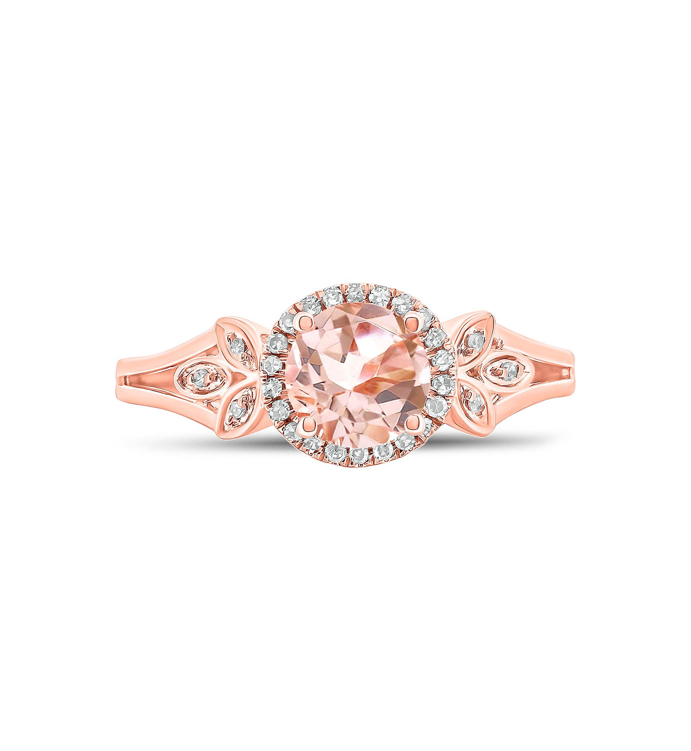 1/10 ct. t.w. White Diamond and 5/8 ct. t.w. Morganite Promise Ring in 10k Rose Gold