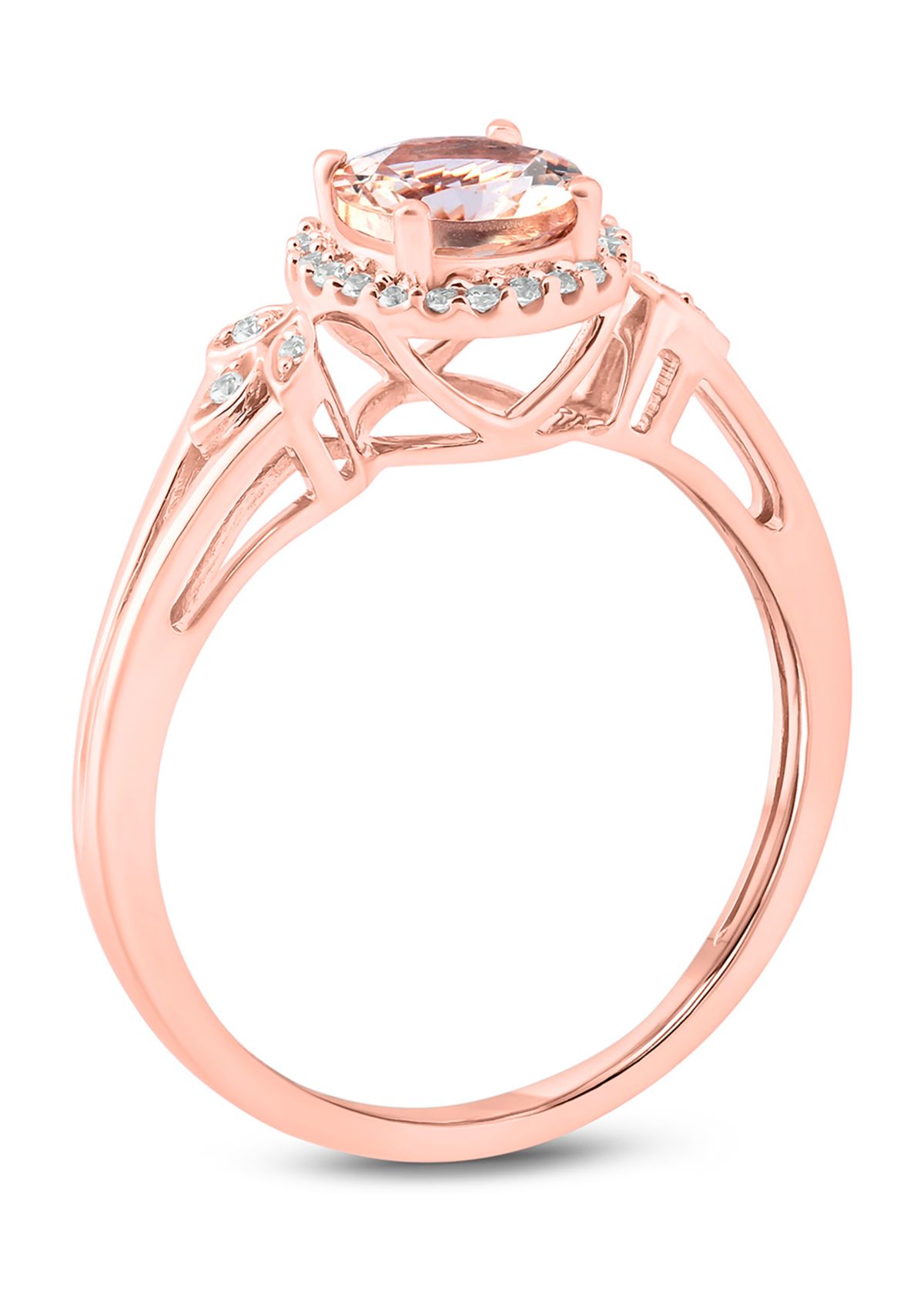 1/10 ct. t.w. White Diamond and 5/8 ct. t.w. Morganite Promise Ring in 10k Rose Gold