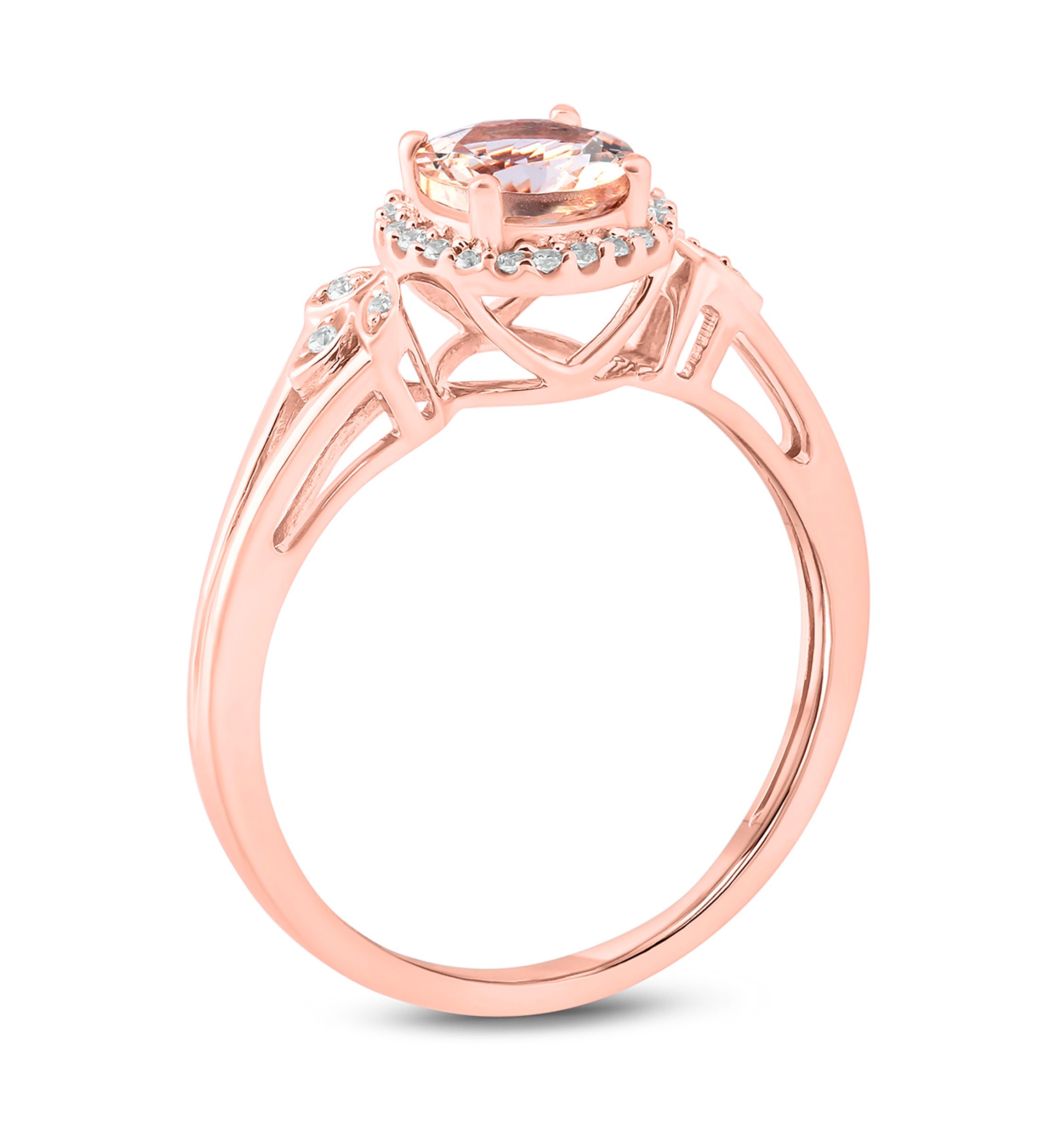 1/10 ct. t.w. White Diamond and 5/8 ct. t.w. Morganite Promise Ring in 10k Rose Gold