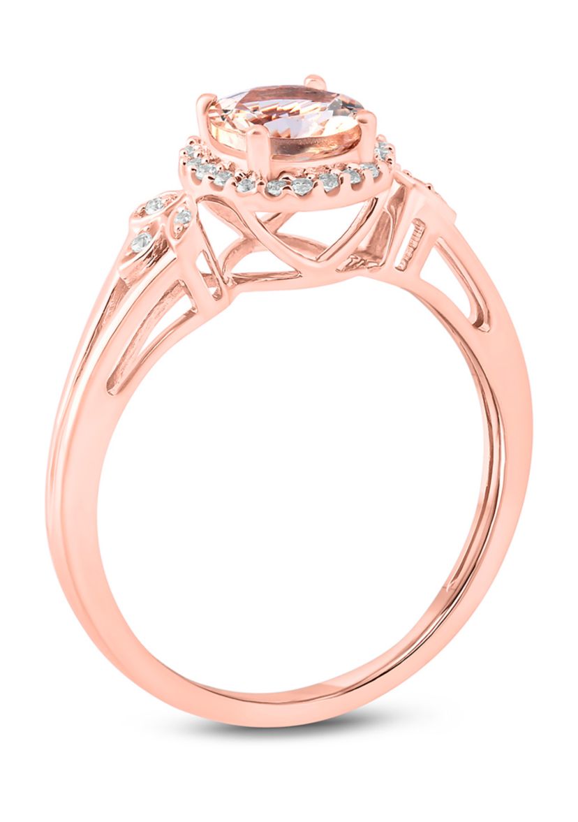1/10 ct. t.w. White Diamond and 5/8 ct. t.w. Morganite Promise Ring in 10k Rose Gold