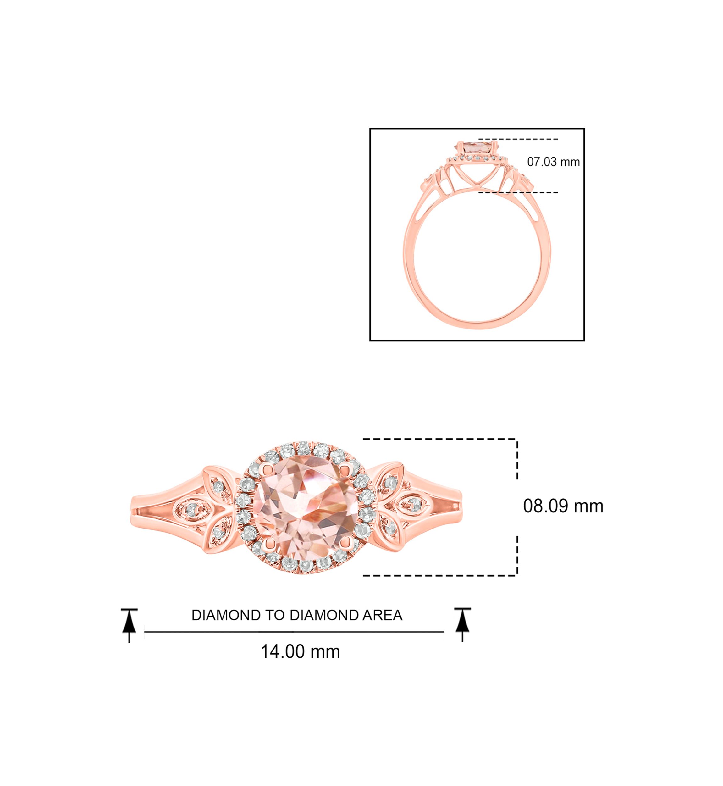 1/10 ct. t.w. White Diamond and 5/8 ct. t.w. Morganite Promise Ring in 10k Rose Gold
