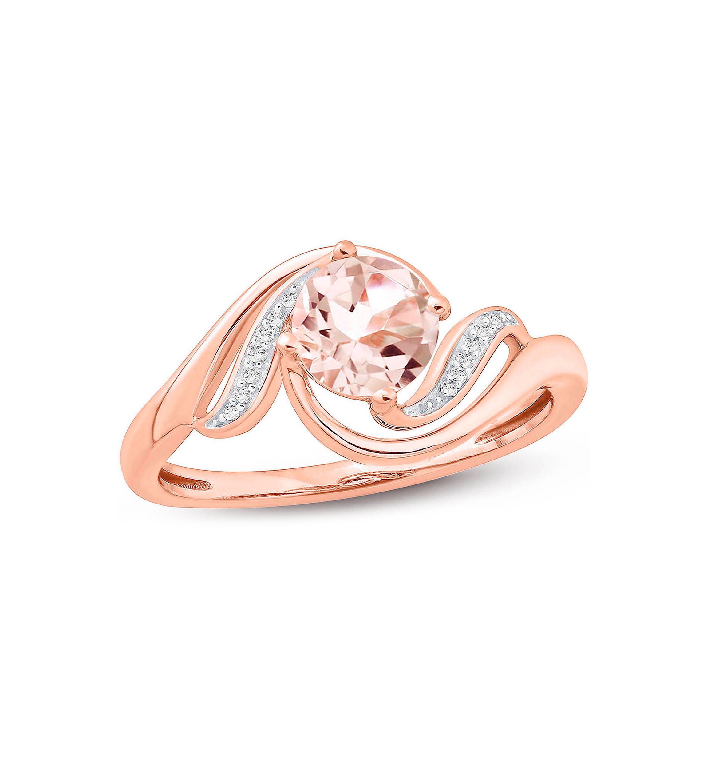1/10 ct. t.w. White Diamond and 5/8 ct. t.w.  Morganite Promise Ring in 10k Rose Gold