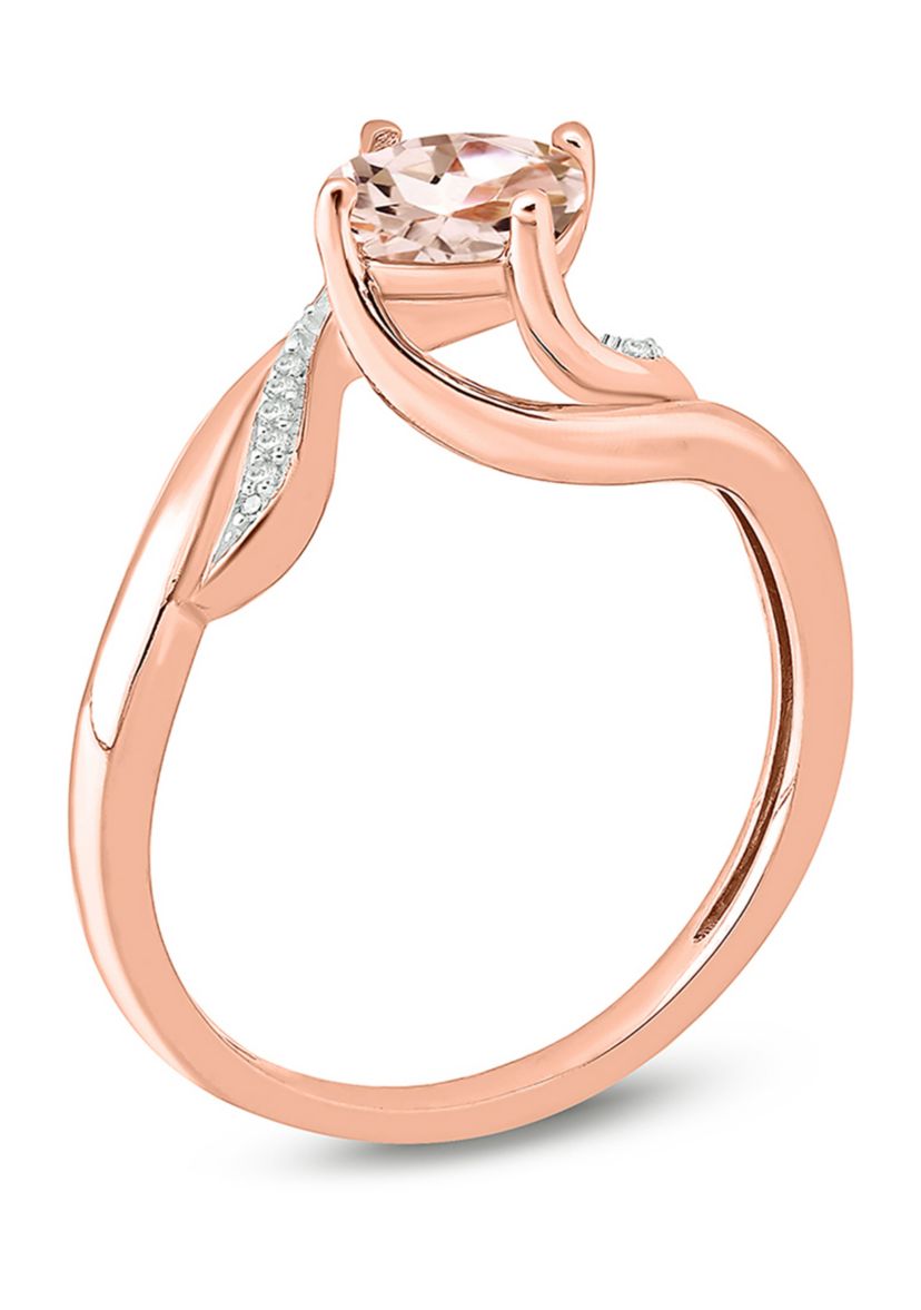 1/10 ct. t.w. White Diamond and 5/8 ct. t.w.  Morganite Promise Ring in 10k Rose Gold