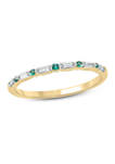 1/10 ct. t.w. Emerald and 1/10 ct. t.w. White Diamond Band Ring in 14K Yellow Gold