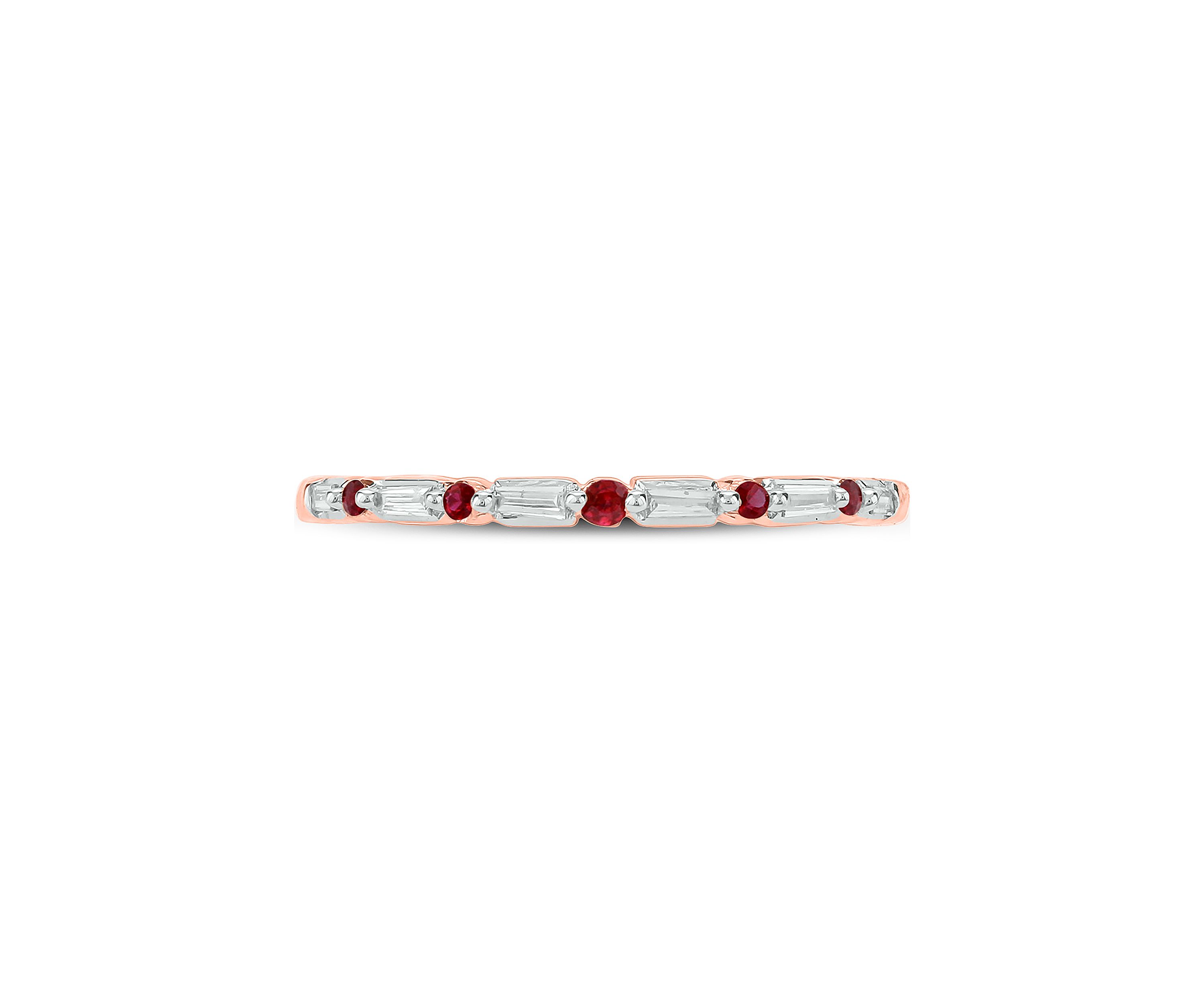 1/10 ct. t.w. Ruby and 0.06 ct. t.w. White Diamond Band Ring in 14K Rose Gold