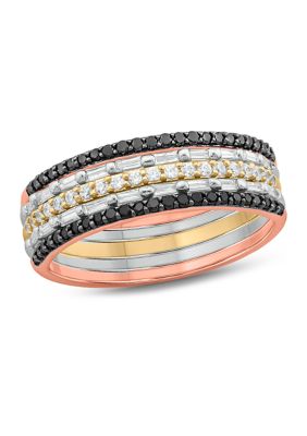 Belk & Co 5/8 ct. t.w. Diamond Stackable Ring in 10K White Yellow Rose Gold, 6