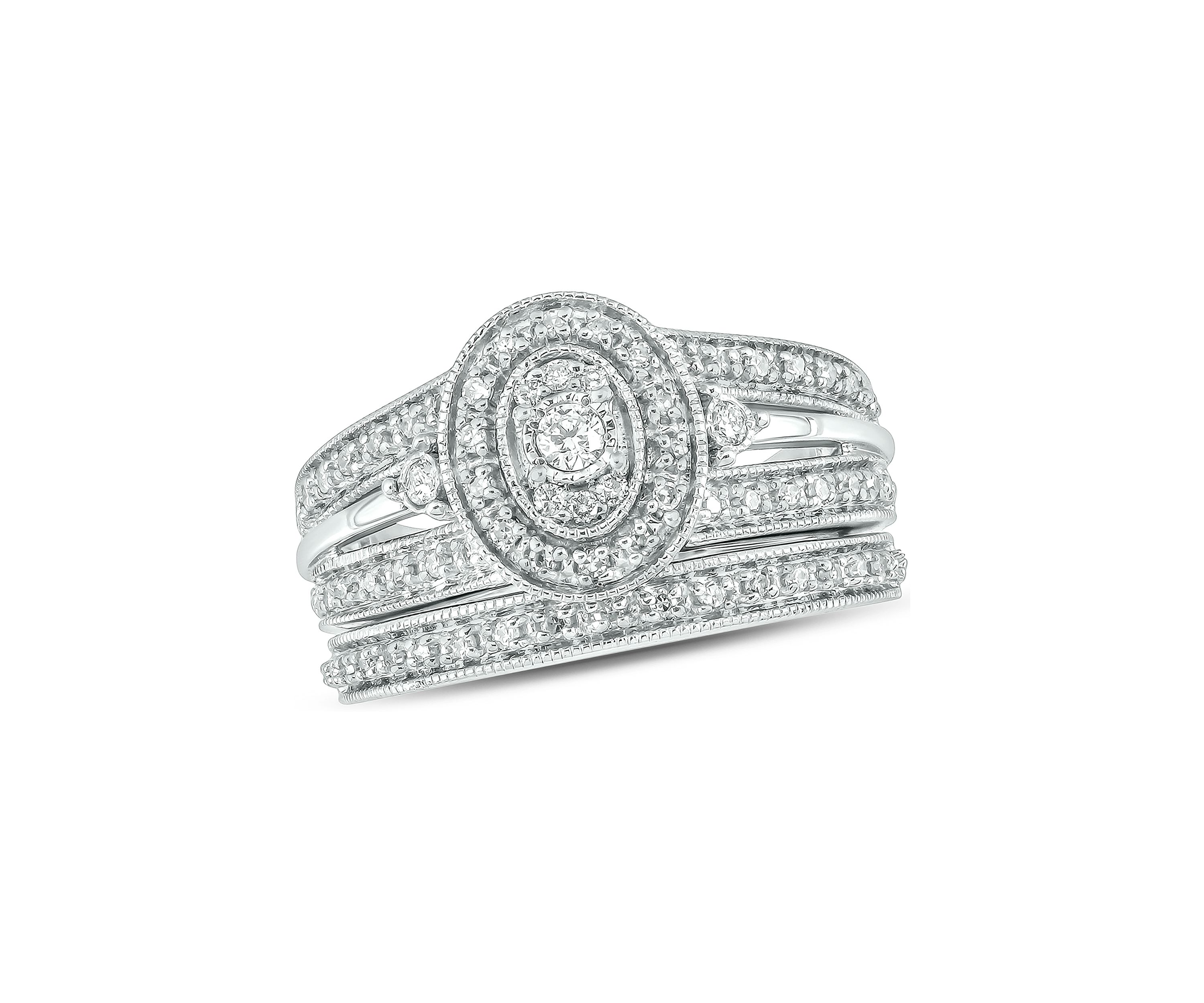 3/8 ct. t.w. Diamond Bridal Ring in Sterling Silver