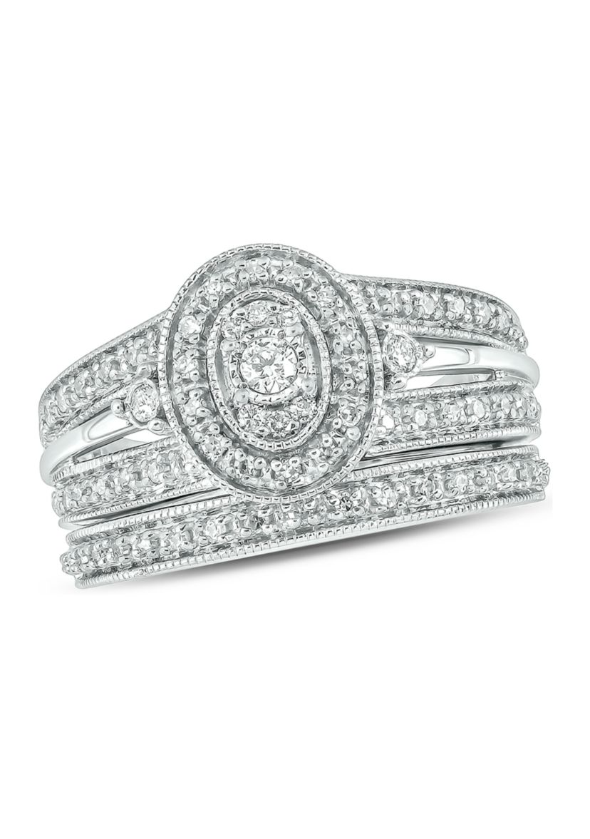 3/8 ct. t.w. Diamond Bridal Ring in Sterling Silver