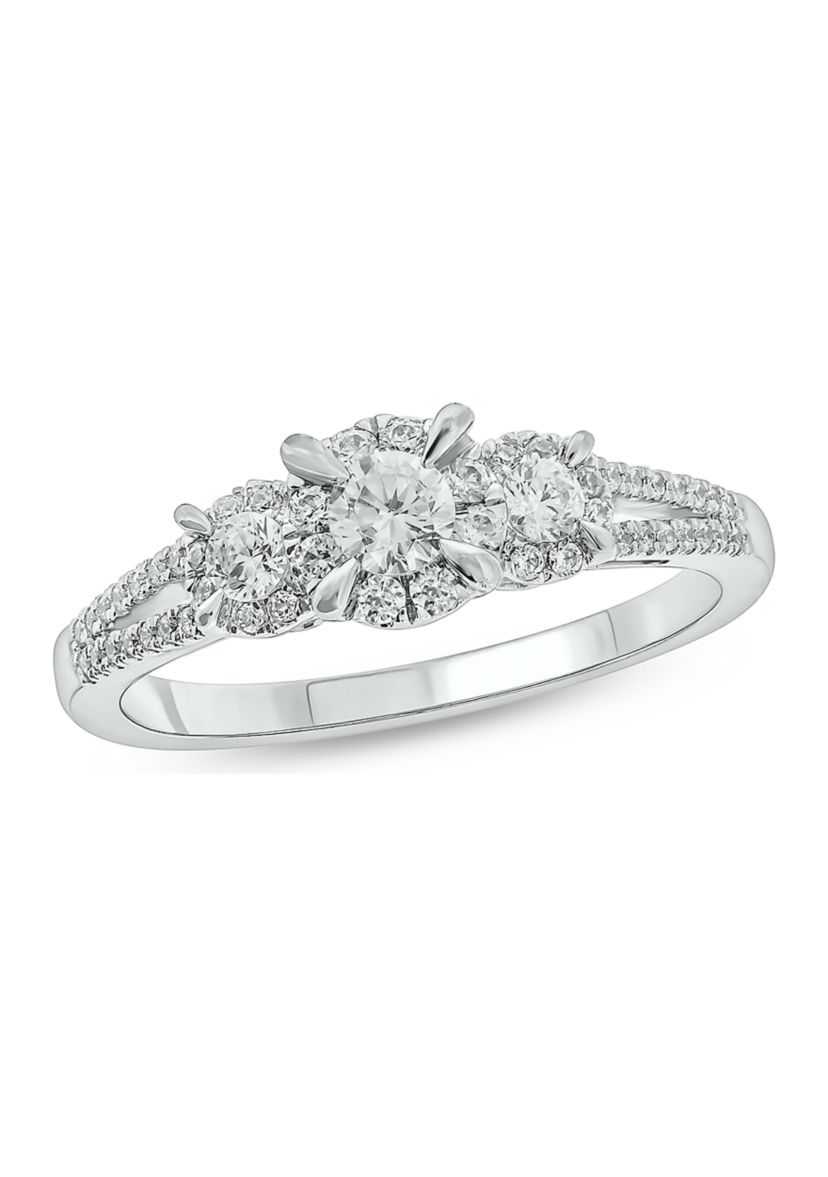 5/8 ct. t.w. Diamond 3 Stone Ring In 10K White Gold