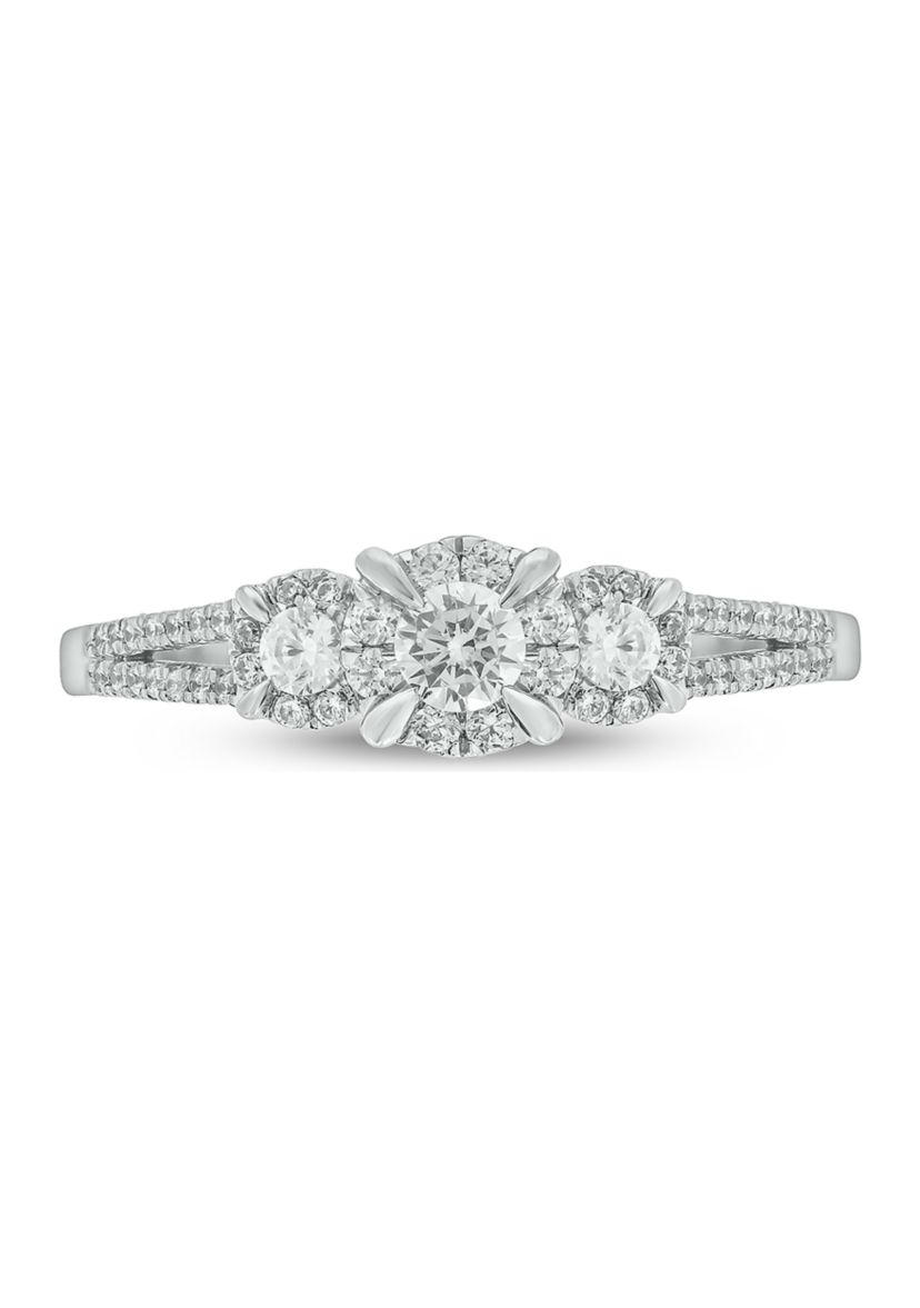 5/8 ct. t.w. Diamond 3 Stone Ring In 10K White Gold