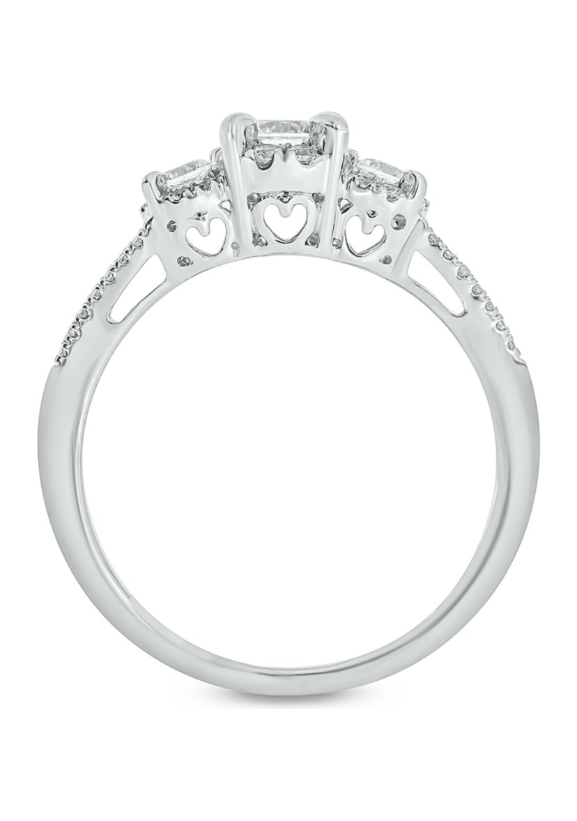 5/8 ct. t.w. Diamond 3 Stone Ring In 10K White Gold