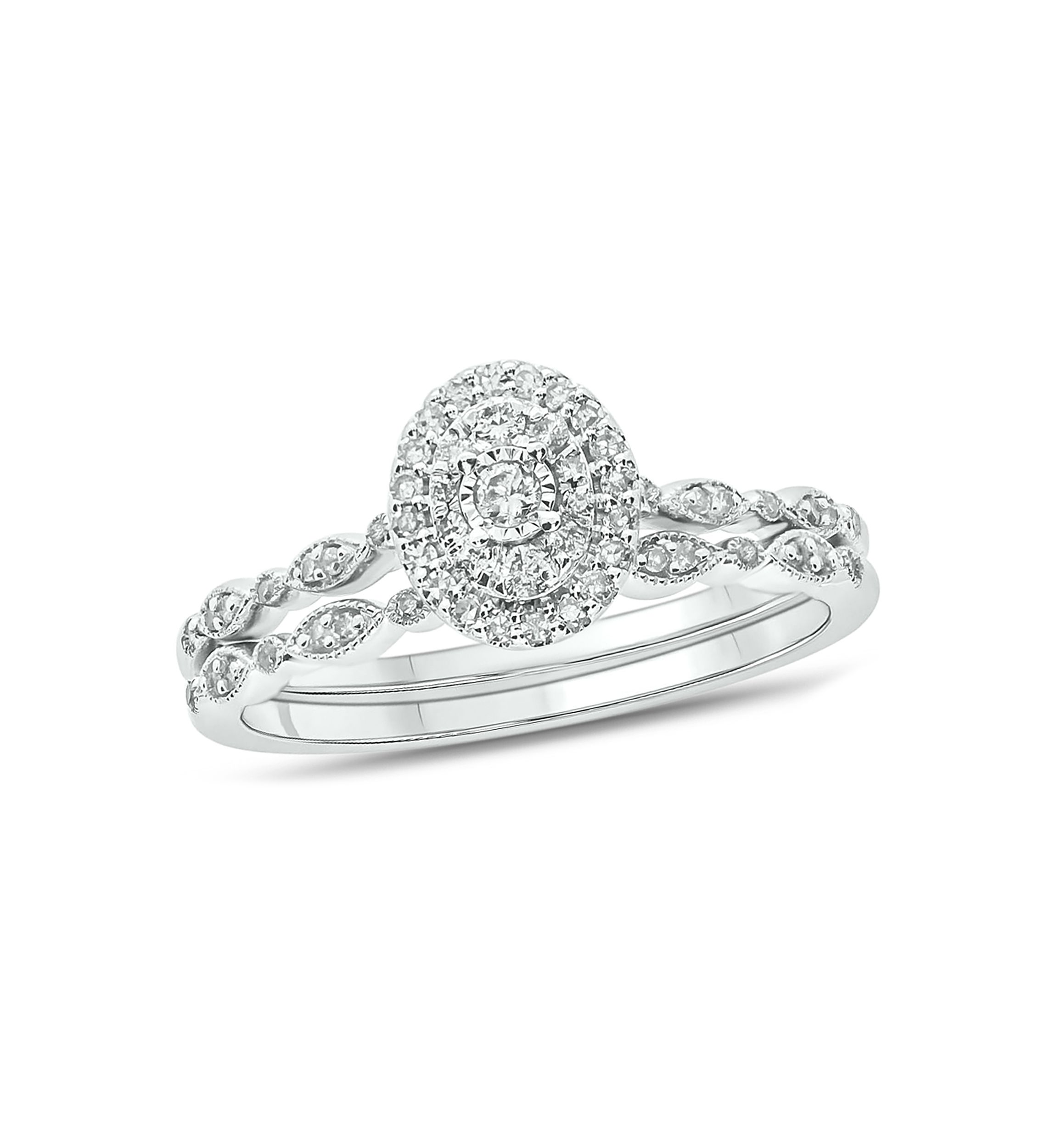 1/4 ct. t.w.Diamond Bridal Wedding Ring Set in 925 Sterling Silver