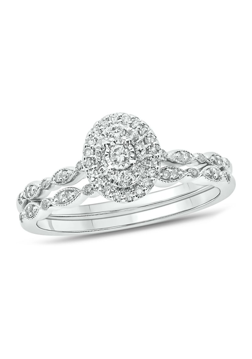1/4 ct. t.w.Diamond Bridal Wedding Ring Set in 925 Sterling Silver