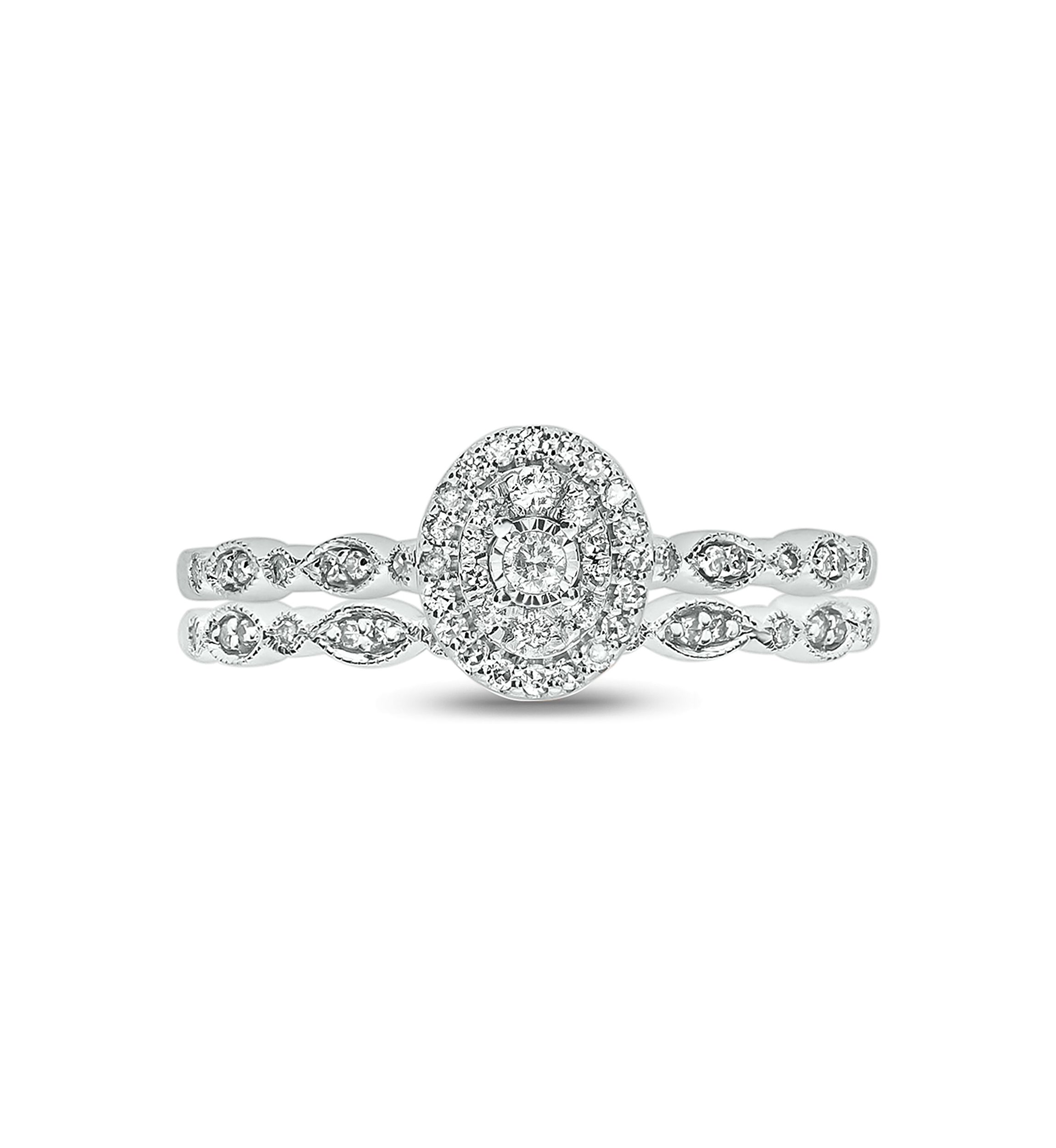 1/4 ct. t.w.Diamond Bridal Wedding Ring Set in 925 Sterling Silver