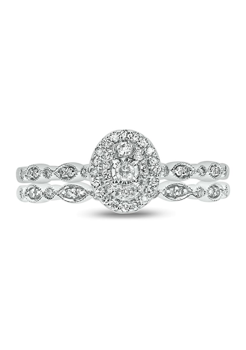 1/4 ct. t.w.Diamond Bridal Wedding Ring Set in 925 Sterling Silver
