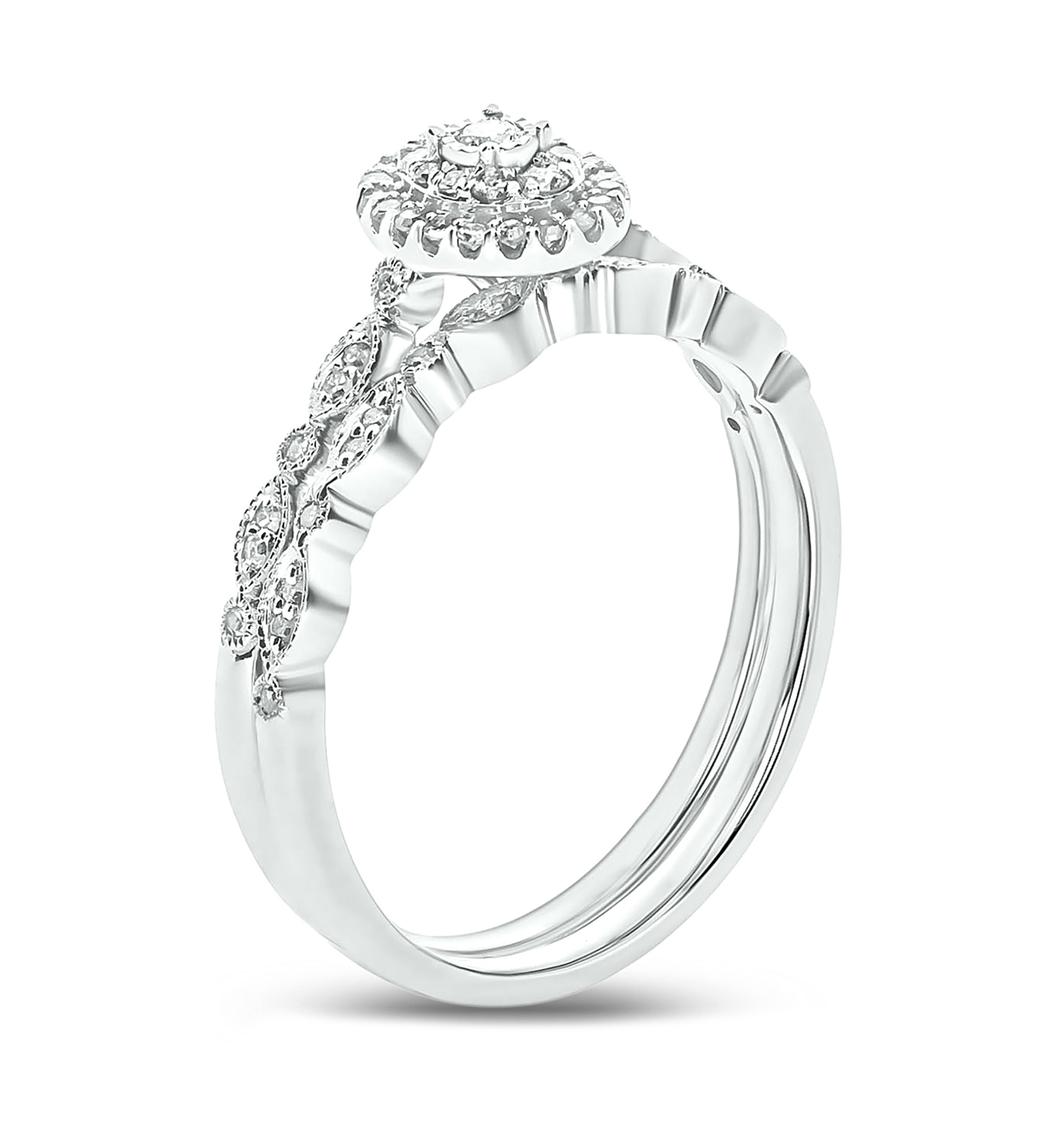 1/4 ct. t.w.Diamond Bridal Wedding Ring Set in 925 Sterling Silver