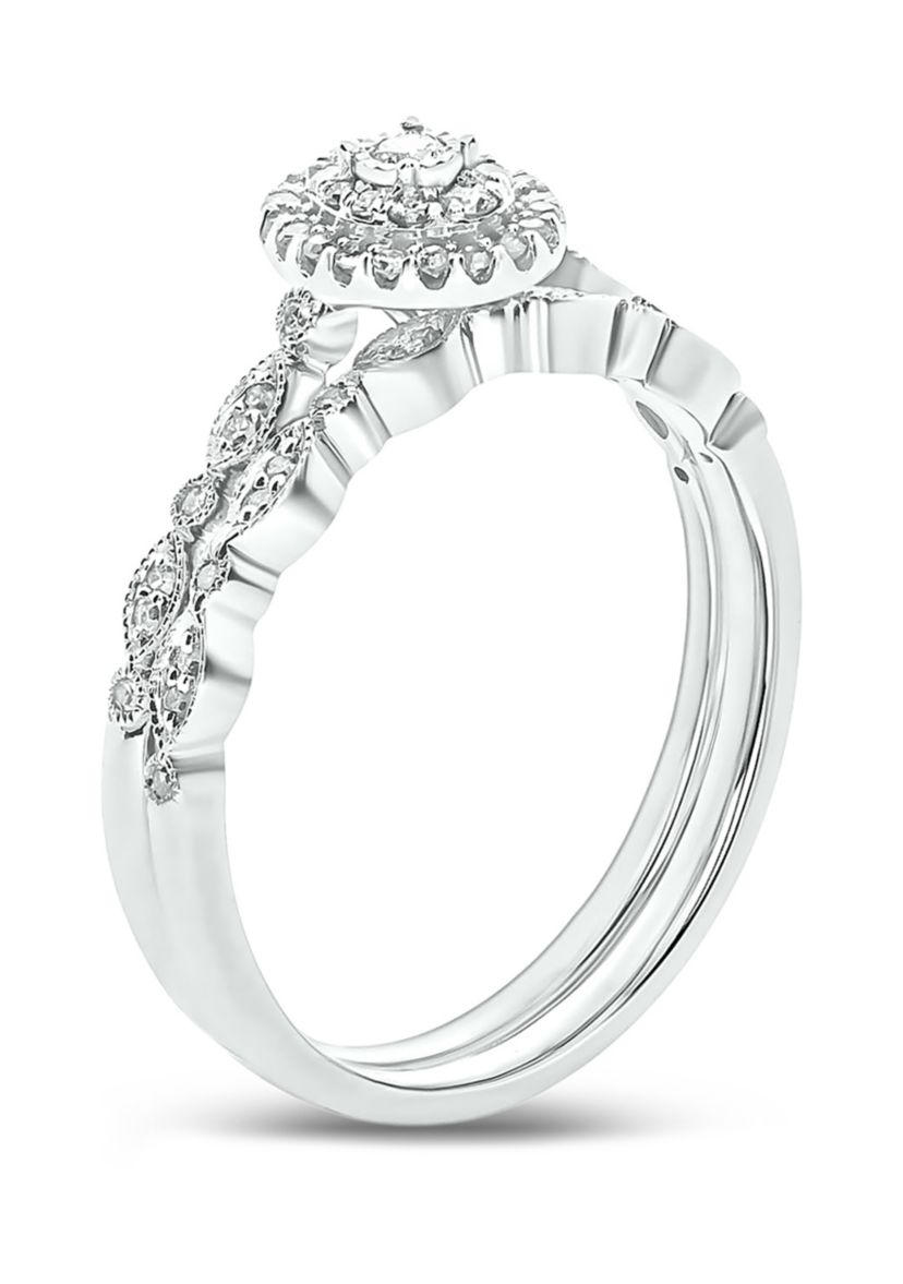 1/4 ct. t.w.Diamond Bridal Wedding Ring Set in 925 Sterling Silver