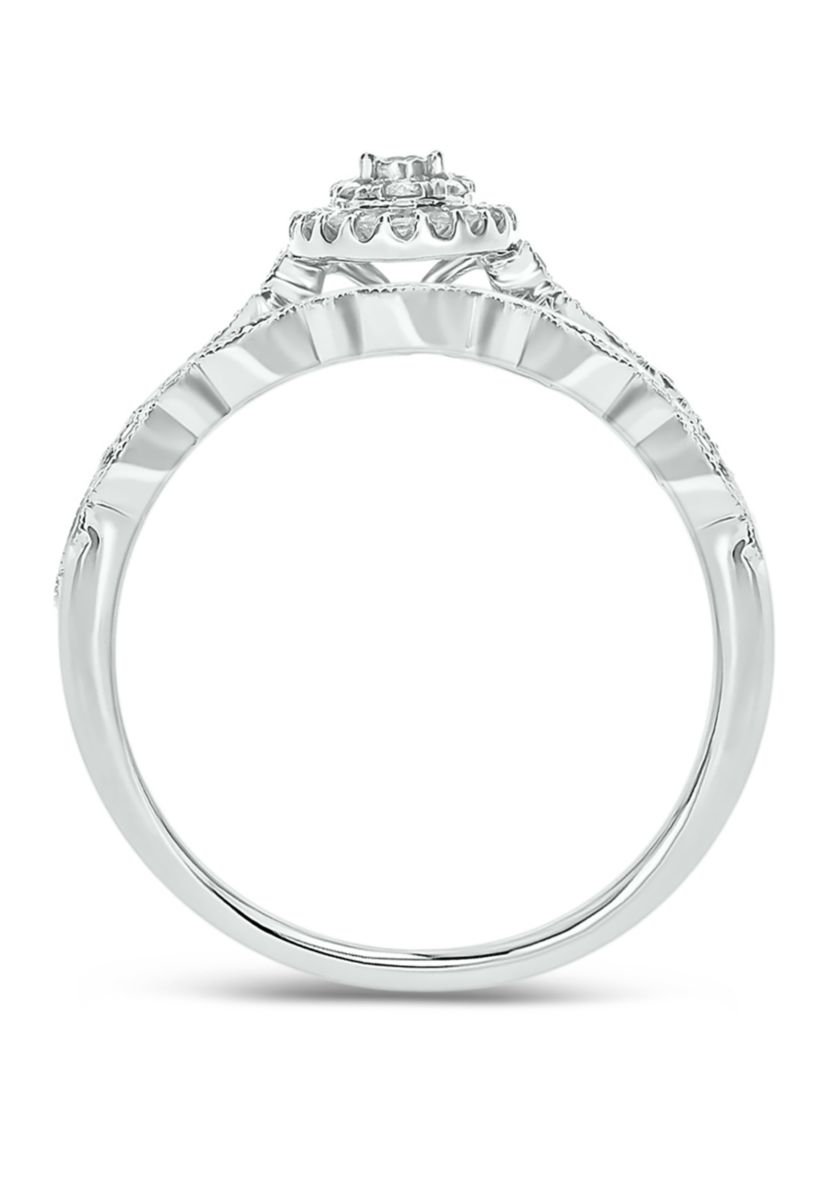 1/4 ct. t.w.Diamond Bridal Wedding Ring Set in 925 Sterling Silver