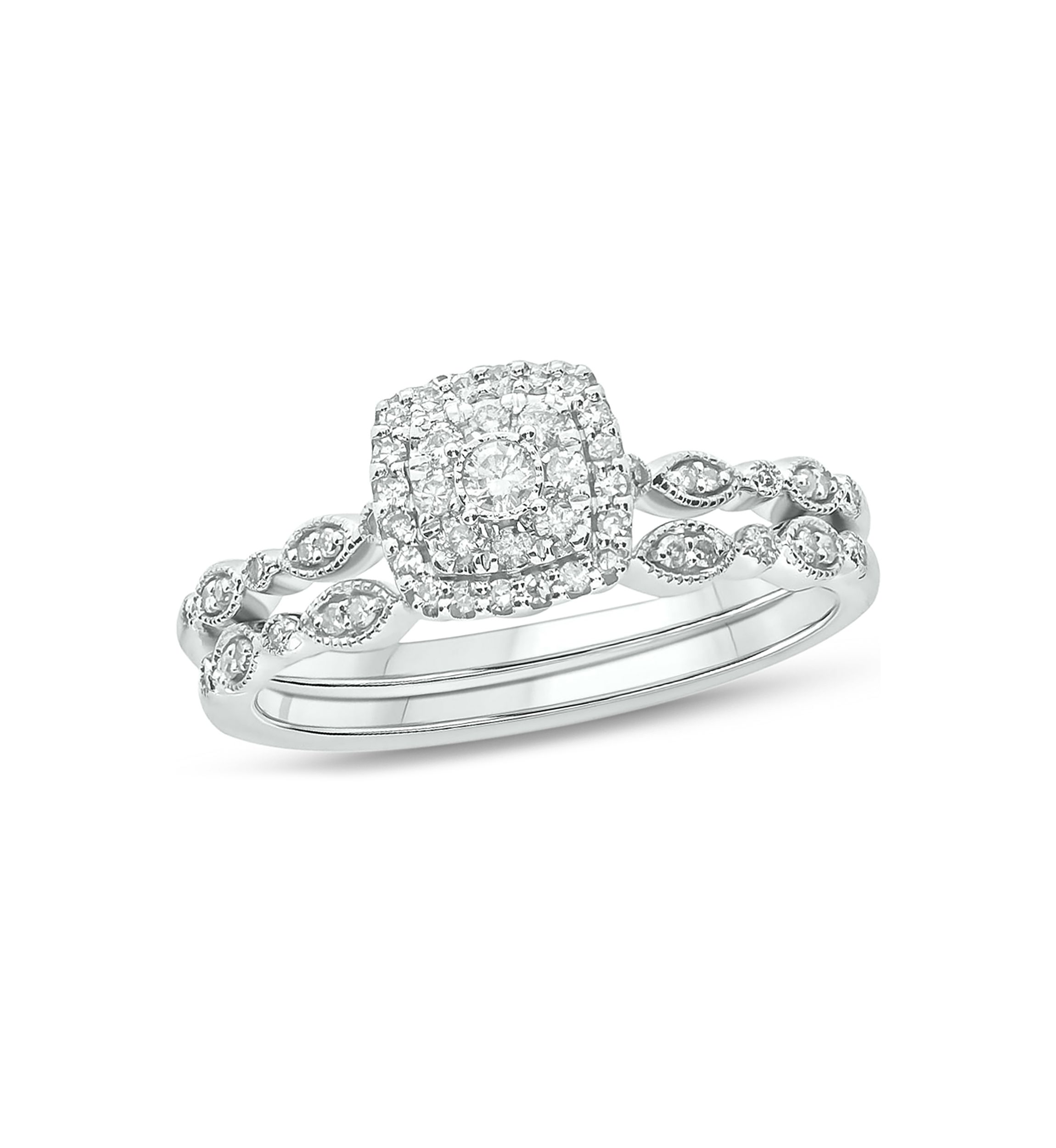 1/4 ct. t.w. Diamond Bridal Wedding Ring Set in 925 Sterling Silver