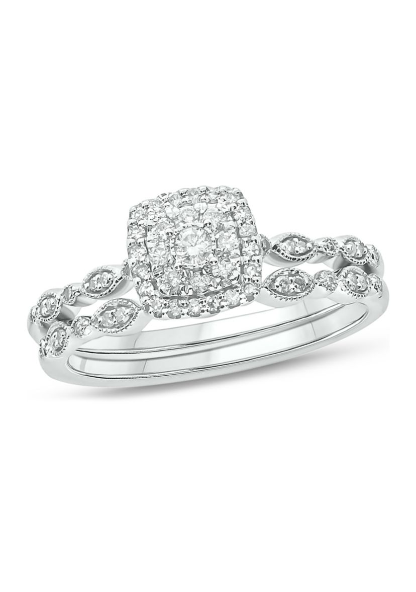 1/4 ct. t.w. Diamond Bridal Wedding Ring Set in 925 Sterling Silver
