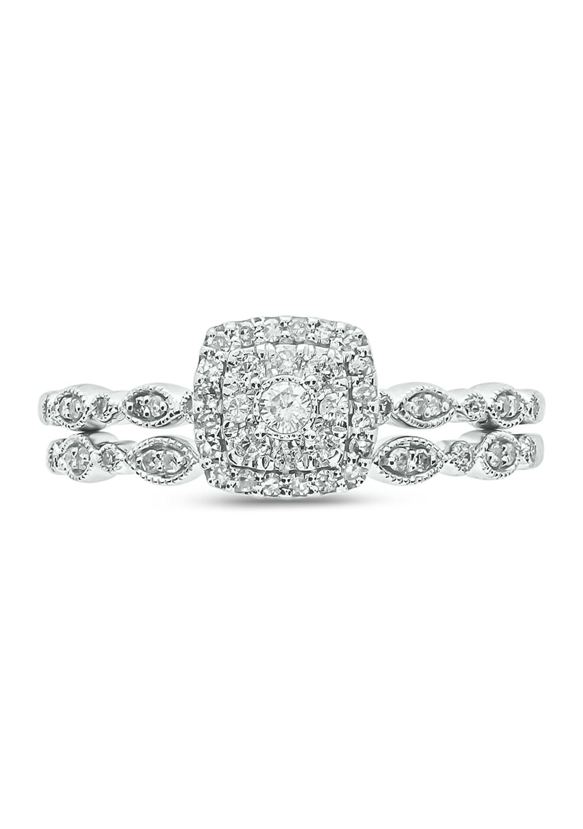1/4 ct. t.w. Diamond Bridal Wedding Ring Set in 925 Sterling Silver
