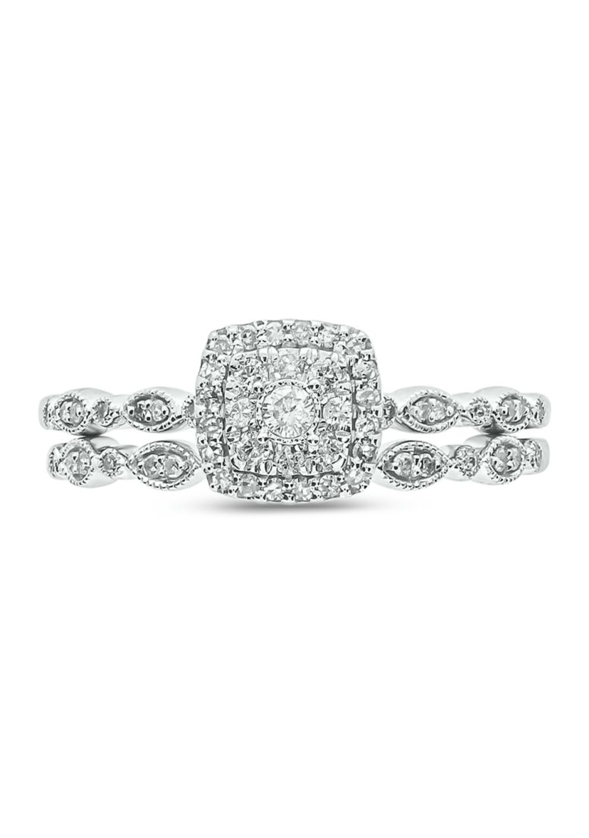 1/4 ct. t.w. Diamond Bridal Wedding Ring Set in 925 Sterling Silver