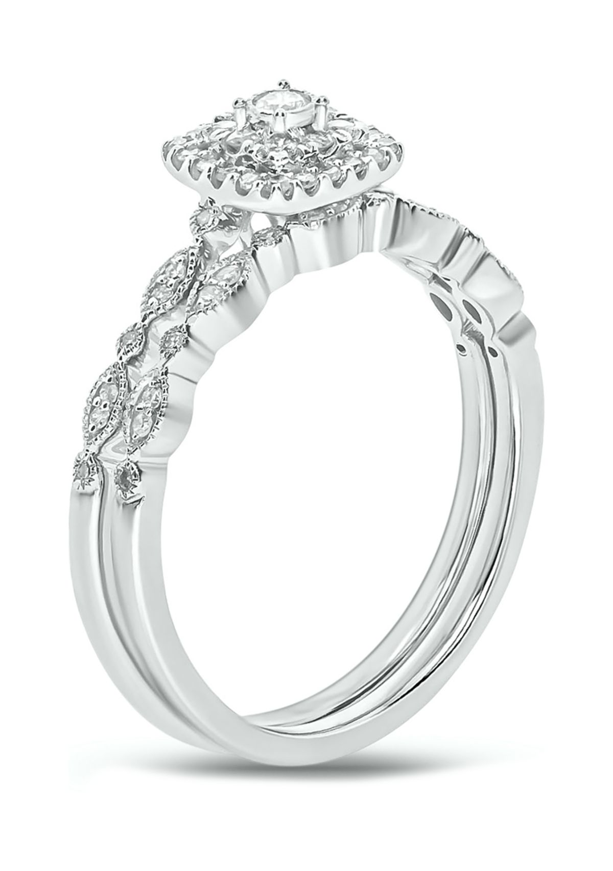1/4 ct. t.w. Diamond Bridal Wedding Ring Set in 925 Sterling Silver