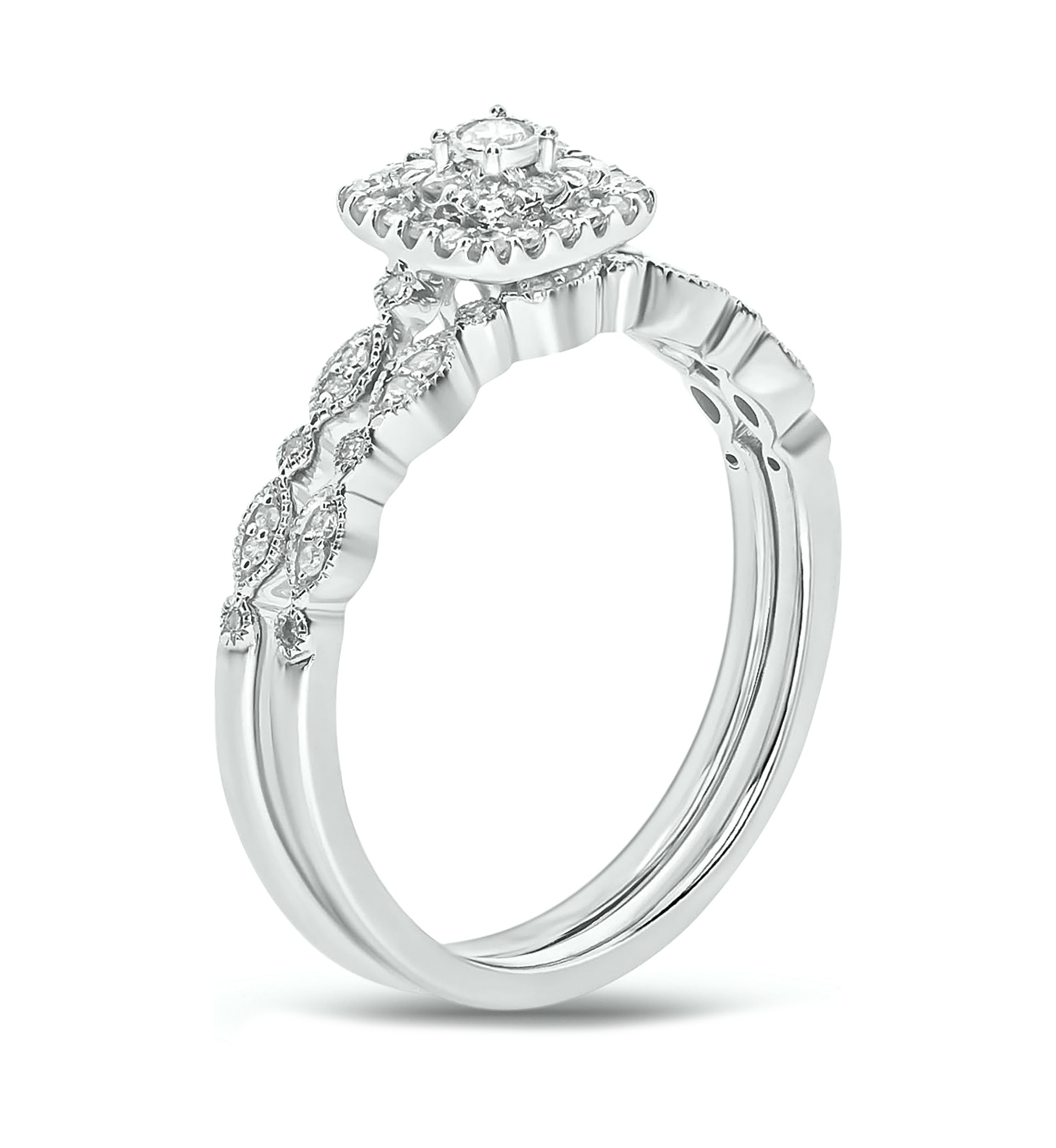 1/4 ct. t.w. Diamond Bridal Wedding Ring Set in 925 Sterling Silver