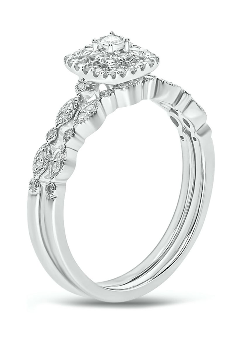 1/4 ct. t.w. Diamond Bridal Wedding Ring Set in 925 Sterling Silver