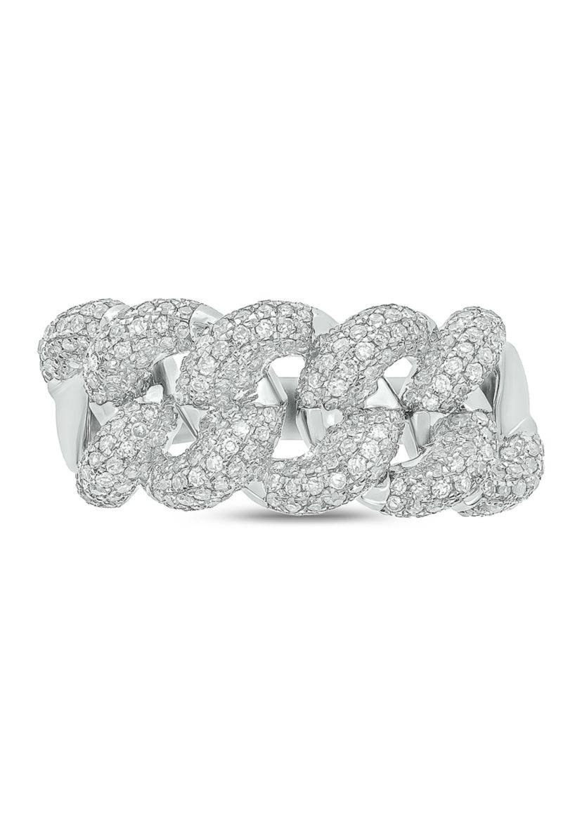 1 ct. t.w. Diamond Cuban Band Ring in Sterling Silver