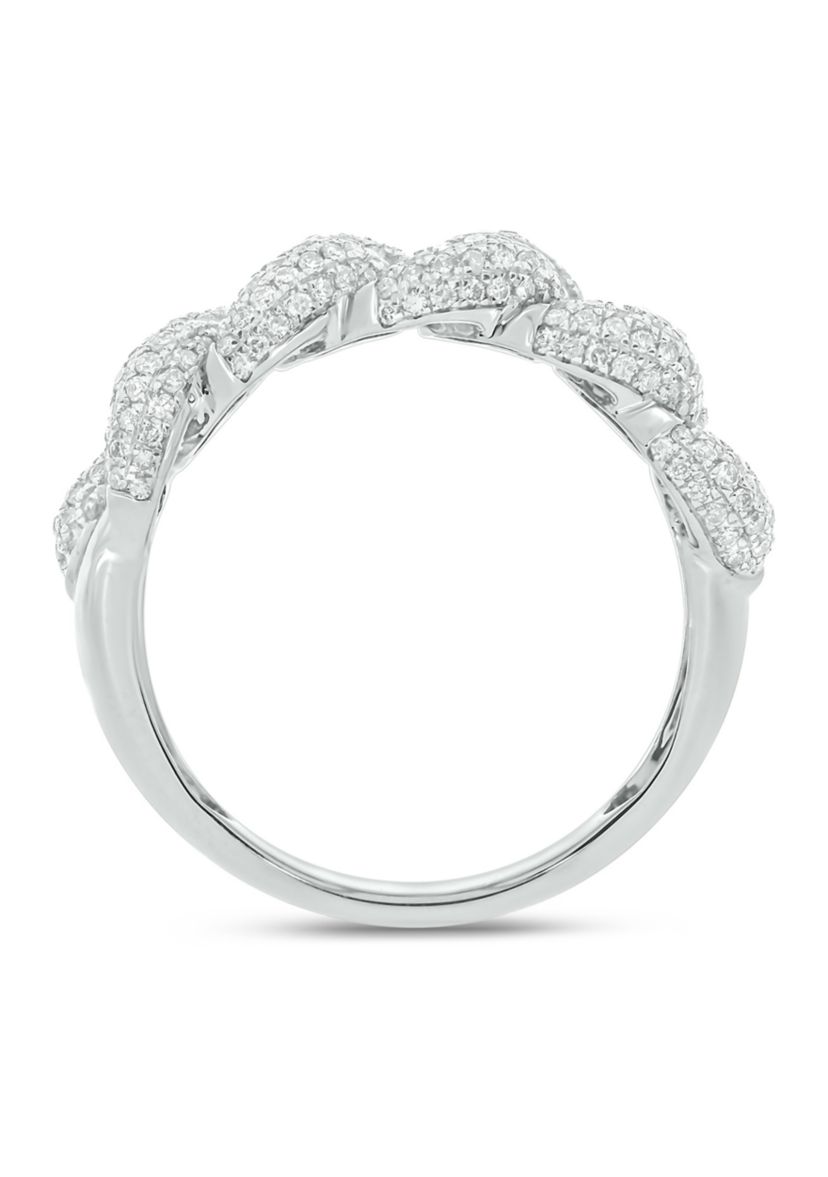 1 ct. t.w. Diamond Cuban Band Ring in Sterling Silver