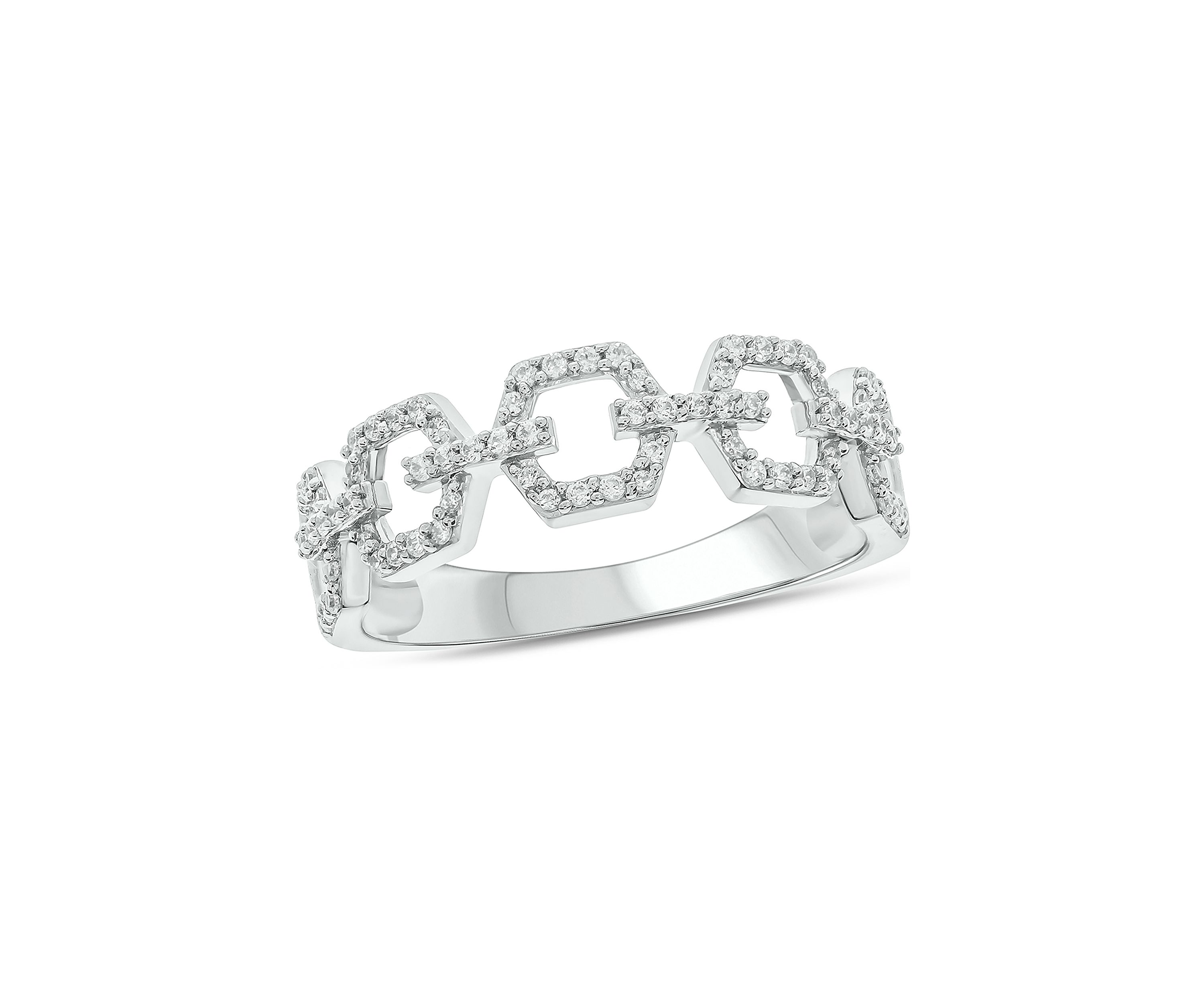 1/4 ct. t.w. Diamond Cuban Band Ring in 925 Sterling Silver
