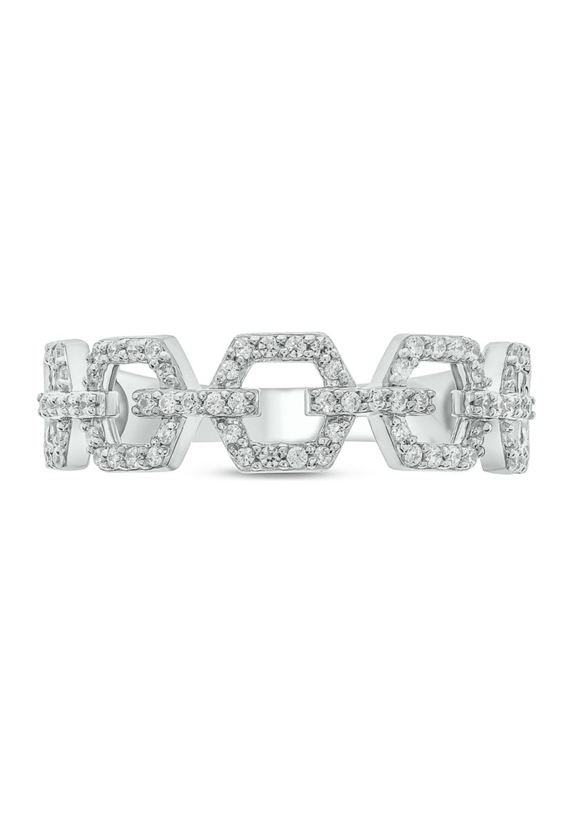 1/4 ct. t.w. Diamond Cuban Band Ring in 925 Sterling Silver