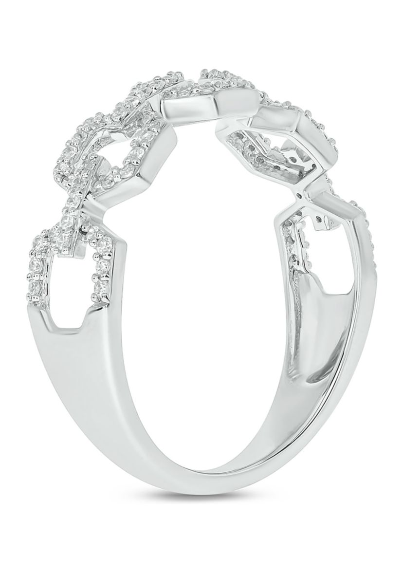 1/4 ct. t.w. Diamond Cuban Band Ring in 925 Sterling Silver