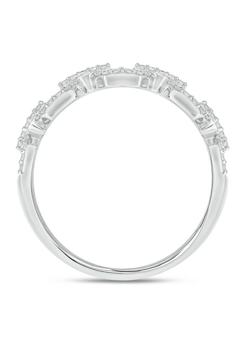1/4 ct. t.w. Diamond Cuban Band Ring in 925 Sterling Silver