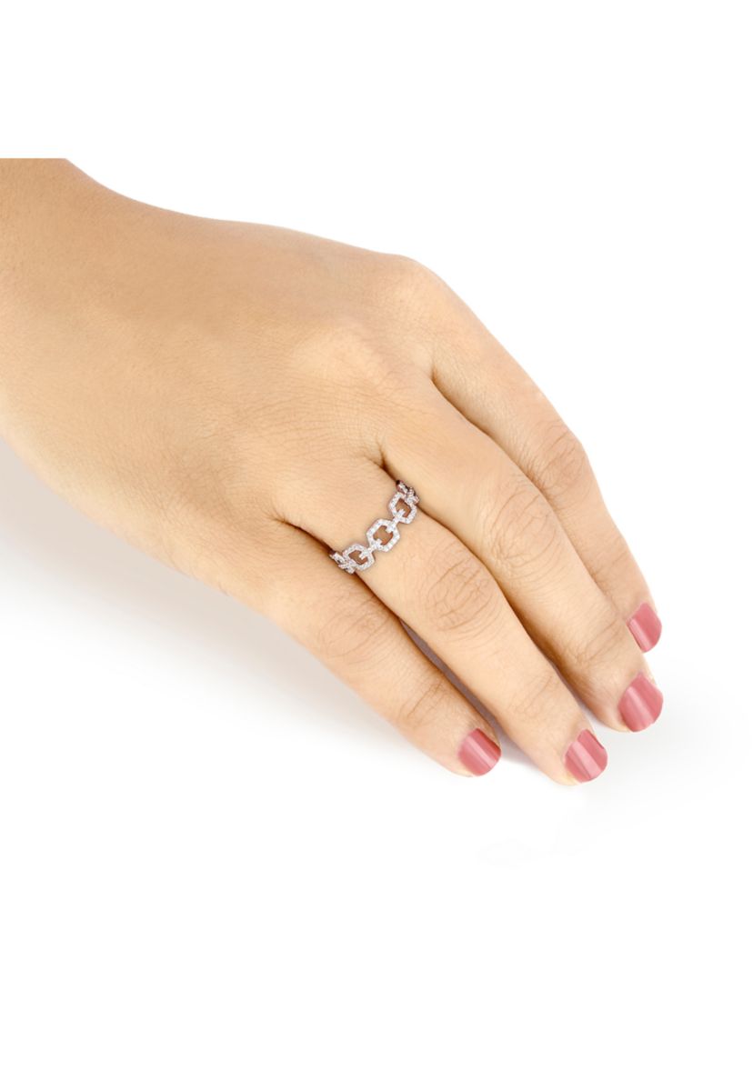 1/4 ct. t.w. Diamond Cuban Band Ring in 925 Sterling Silver