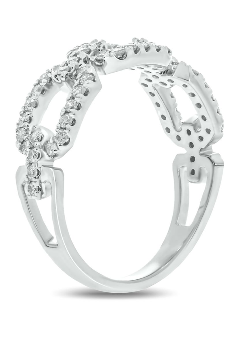 1/2 ct. t.w. Diamond Cuban Band Ring in 925 Sterling Silver