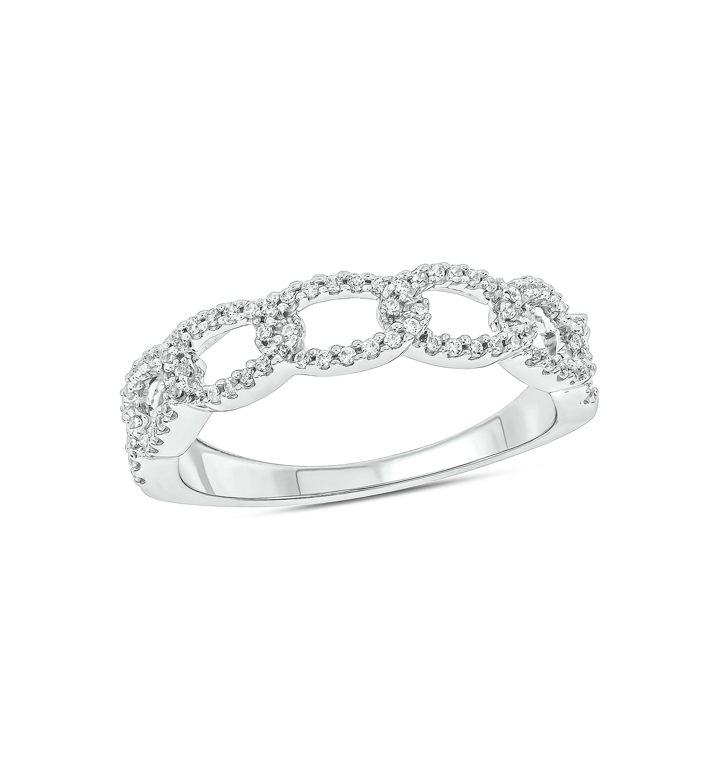 1/5 ct. t.w. Diamond Cuban Band Ring in Sterling Silver