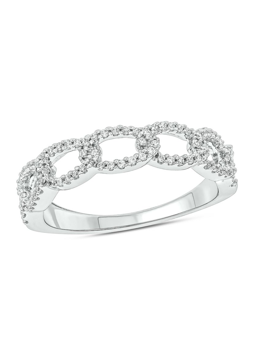 1/5 ct. t.w. Diamond Cuban Band Ring in Sterling Silver