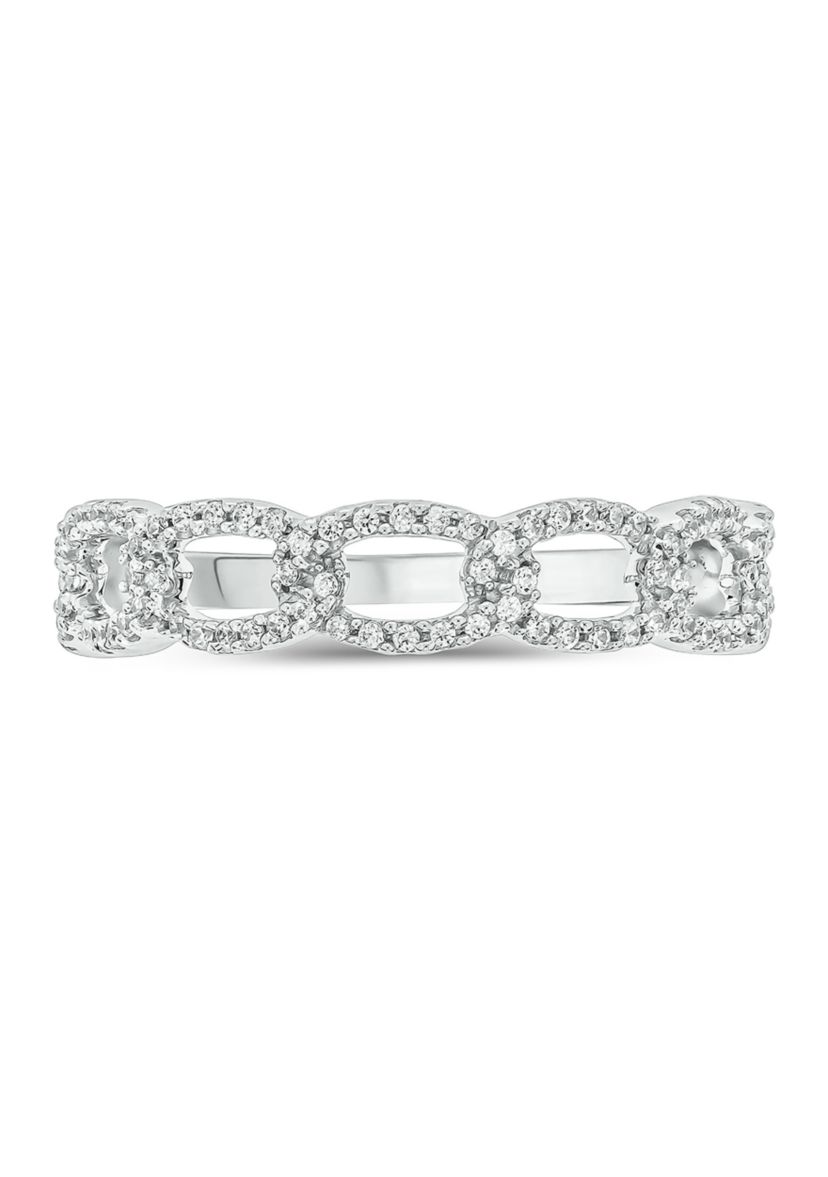 1/5 ct. t.w. Diamond Cuban Band Ring in Sterling Silver