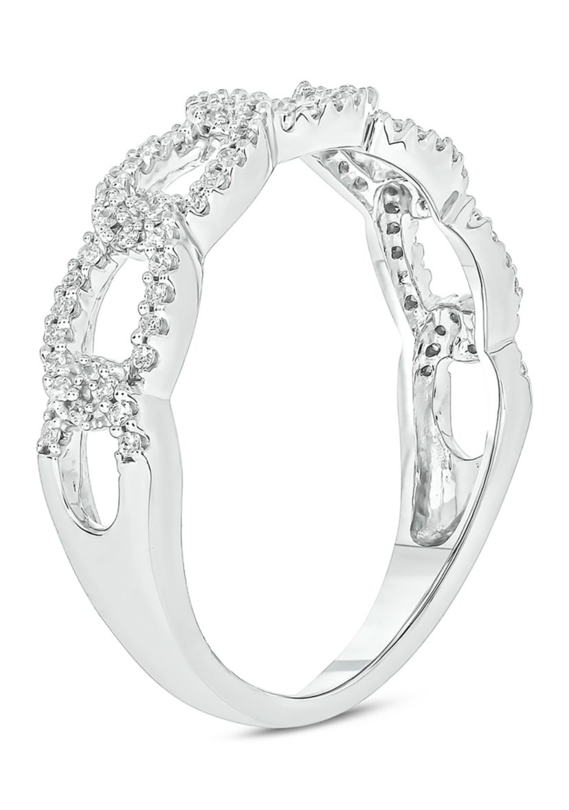 1/5 ct. t.w. Diamond Cuban Band Ring in Sterling Silver